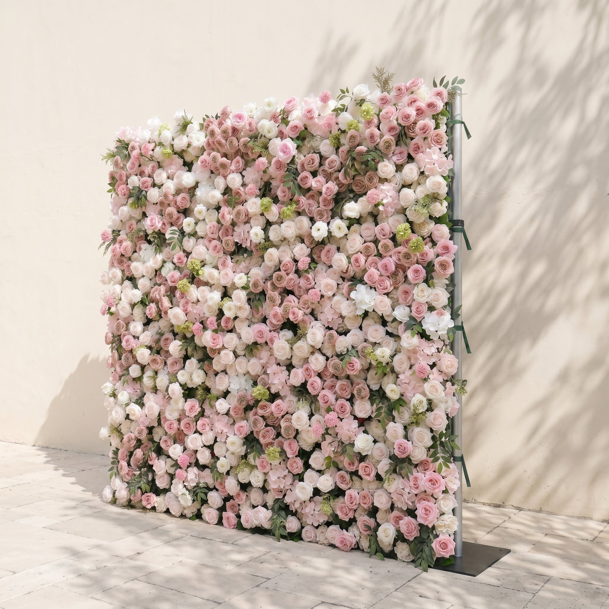 Aurorae: Luxury 4D Pink & White Rose & Orchid Silk Floral Wall with Lush Greenery Backdrop for Garden Weddings Free Shipping
