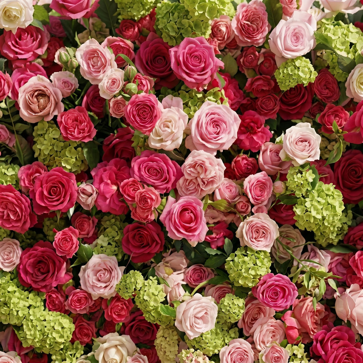 Auryne: Luxury 5D Hot Pink & Green Silk Floral Wall Roll-Up Fabric Backdrop for Vibrant Summer Parties & Events Free Shipping