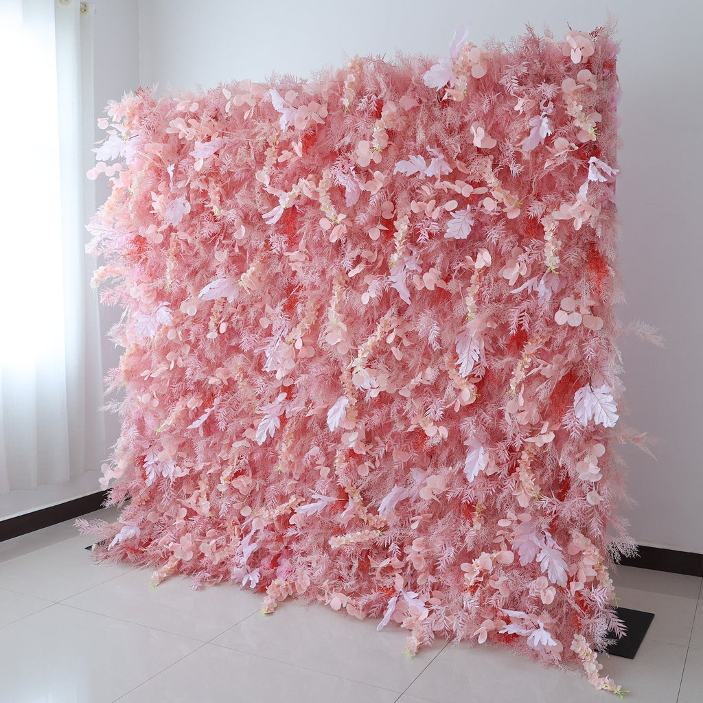 Blush Pink Floral Extravaganza Wall: A Dreamy. Romantic Masterpiece for Enchanting Celebrations | VF-621