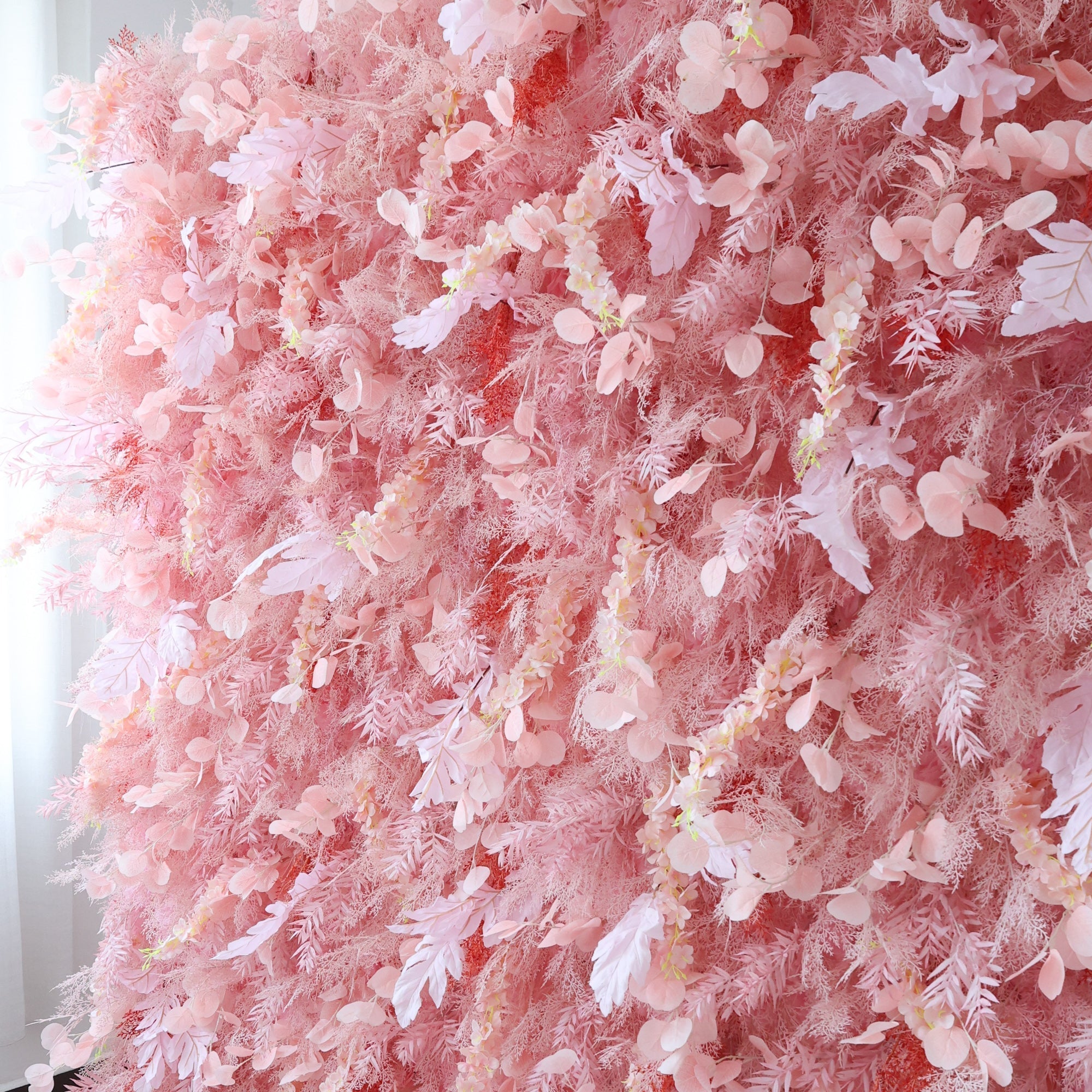 Blush Pink Floral Extravaganza Wall: A Dreamy. Romantic Masterpiece for Enchanting Celebrations | VF-621
