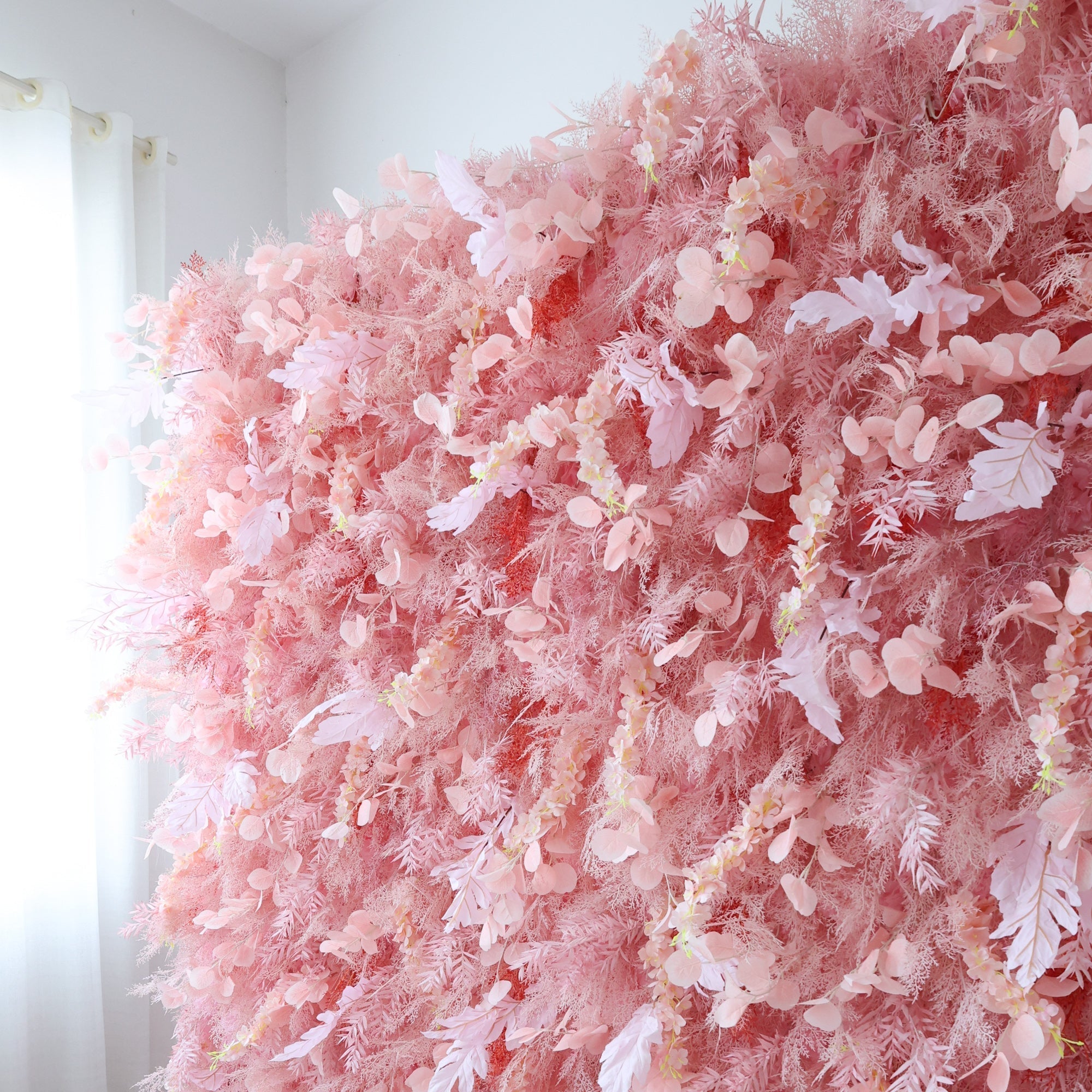 Blush Pink Floral Extravaganza Wall: A Dreamy. Romantic Masterpiece for Enchanting Celebrations | VF-621
