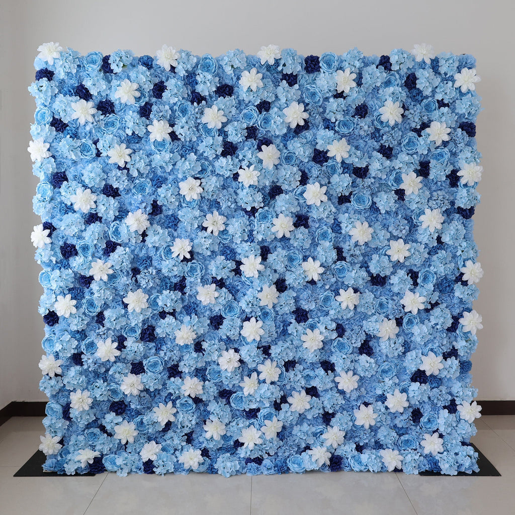 Blue & White Floral Wall: A Serene. Elegant Backdrop for Timeless Events | VF-579
