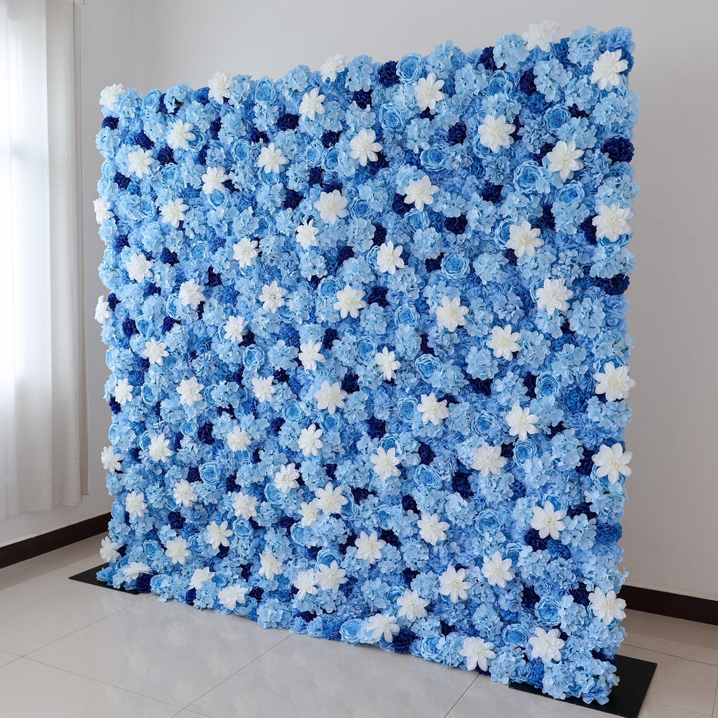 Blue & White Floral Wall: A Serene. Elegant Backdrop for Timeless Events | VF-579