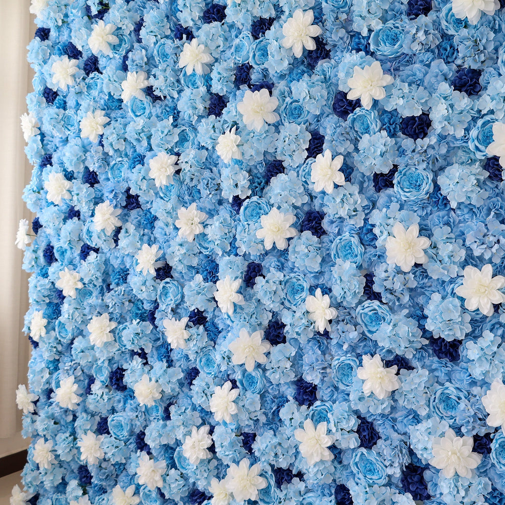 Blue & White Floral Wall: A Serene. Elegant Backdrop for Timeless Events | VF-579