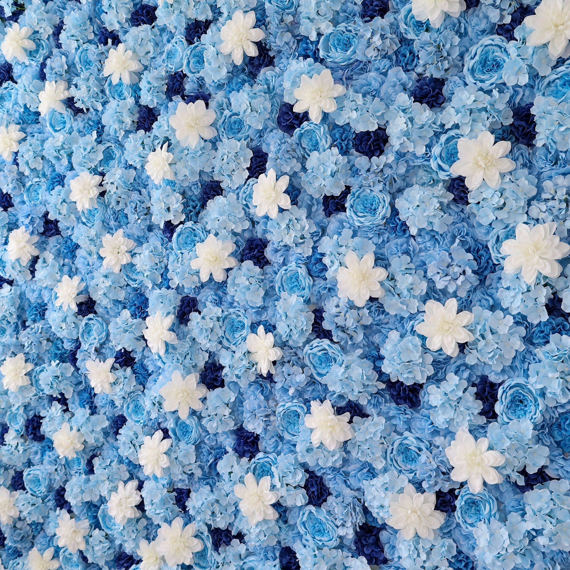 Blue & White Floral Wall: A Serene. Elegant Backdrop for Timeless Events | VF-579