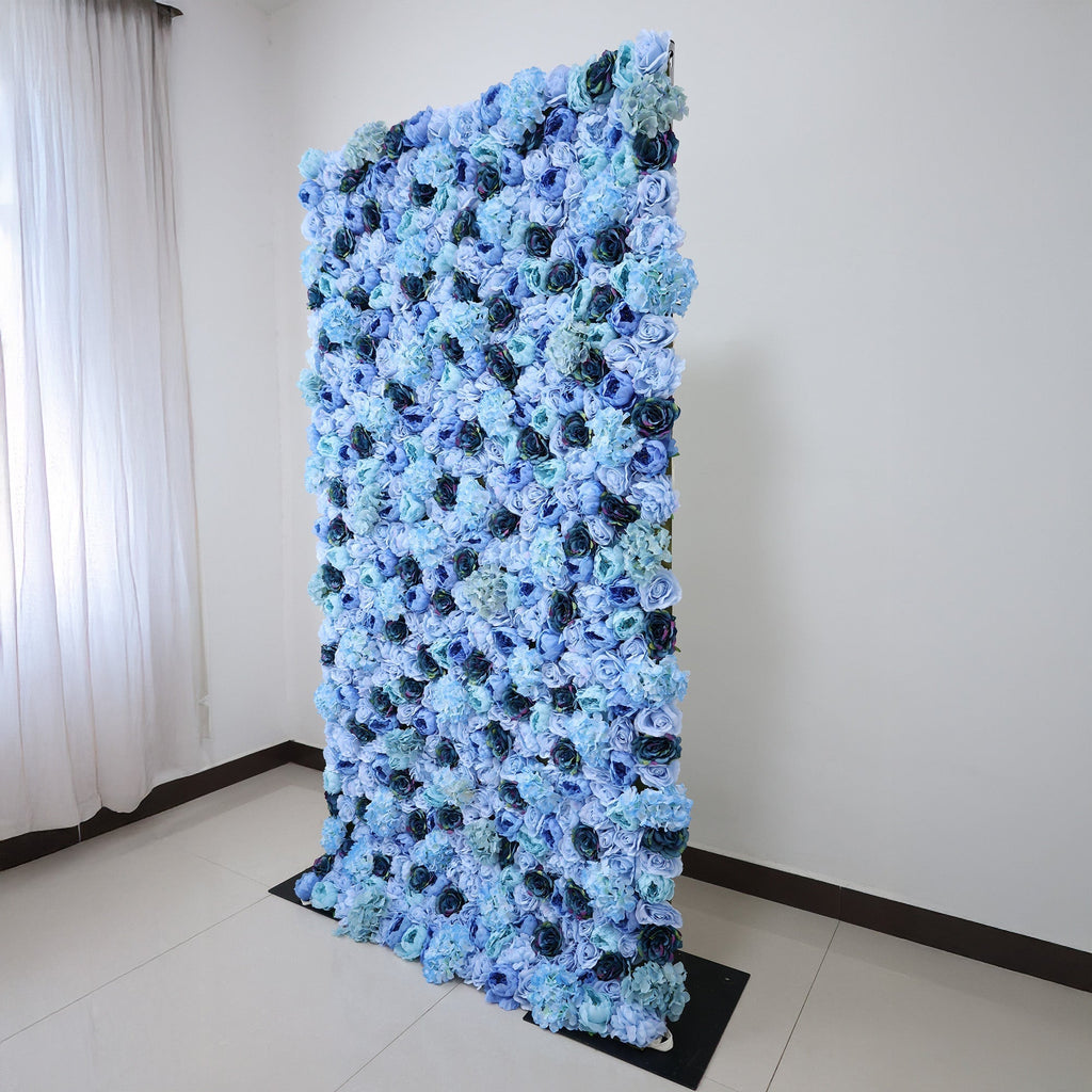 Blue & Teal Floral Extravaganza Wall: A Captivating. Ocean-Inspired Masterpiece for Memorable Celebrations | VF-549