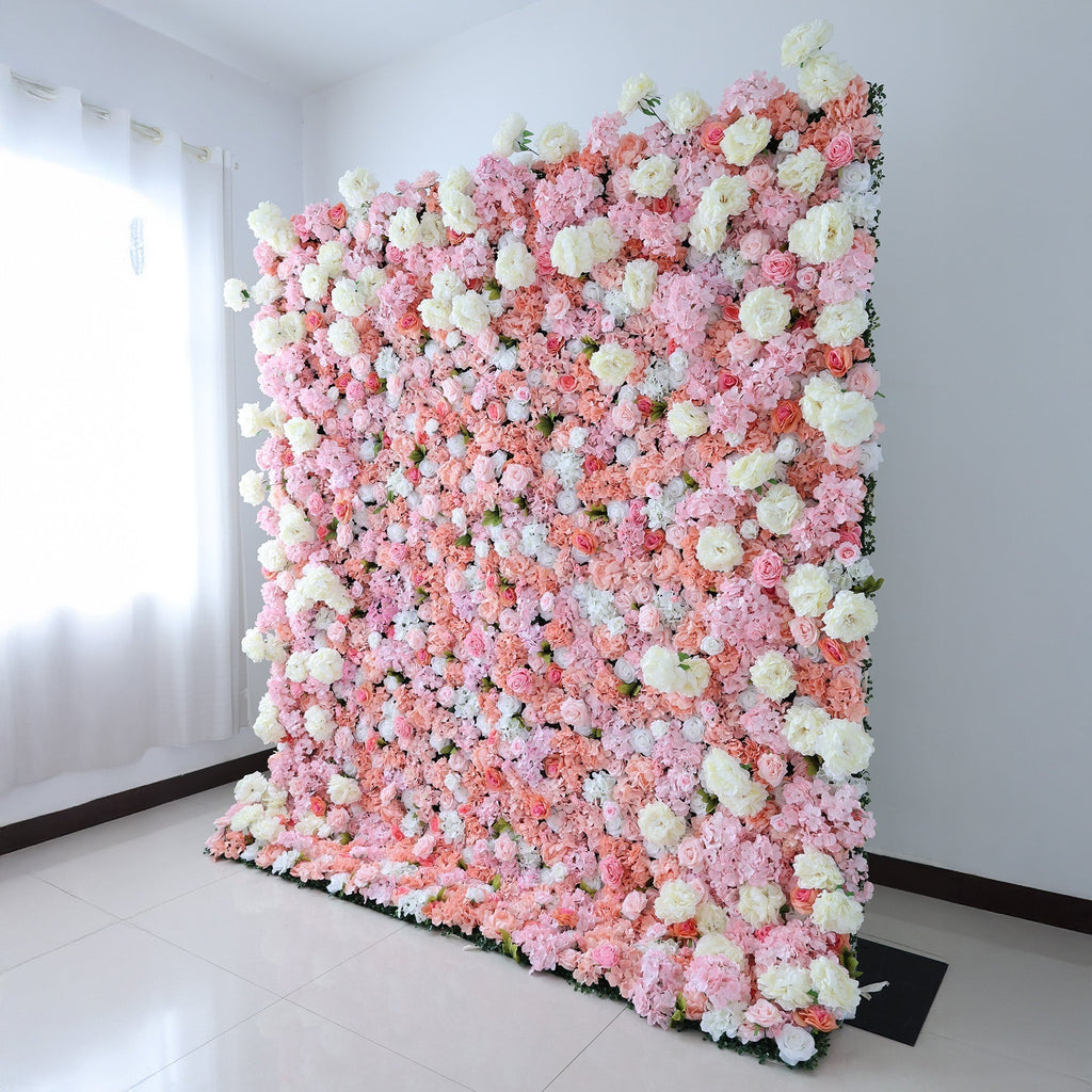 Blush & Coral Floral Extravaganza Wall: A Romantic. Dreamy Masterpiece for Enchanting Celebrations | VF-544
