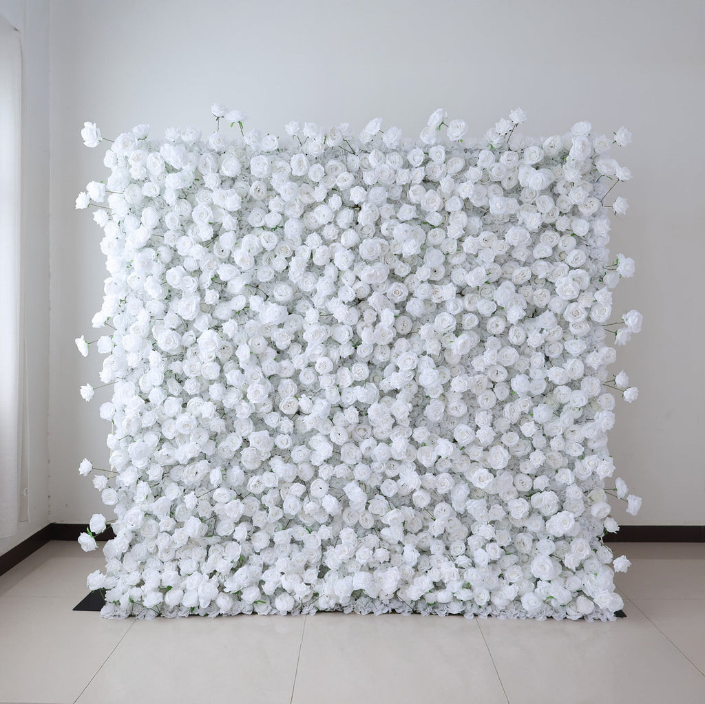 All - White Rose Floral Extravaganza Wall: A Pure. Elegant Masterpiece for Timeless Occasions | VF-547