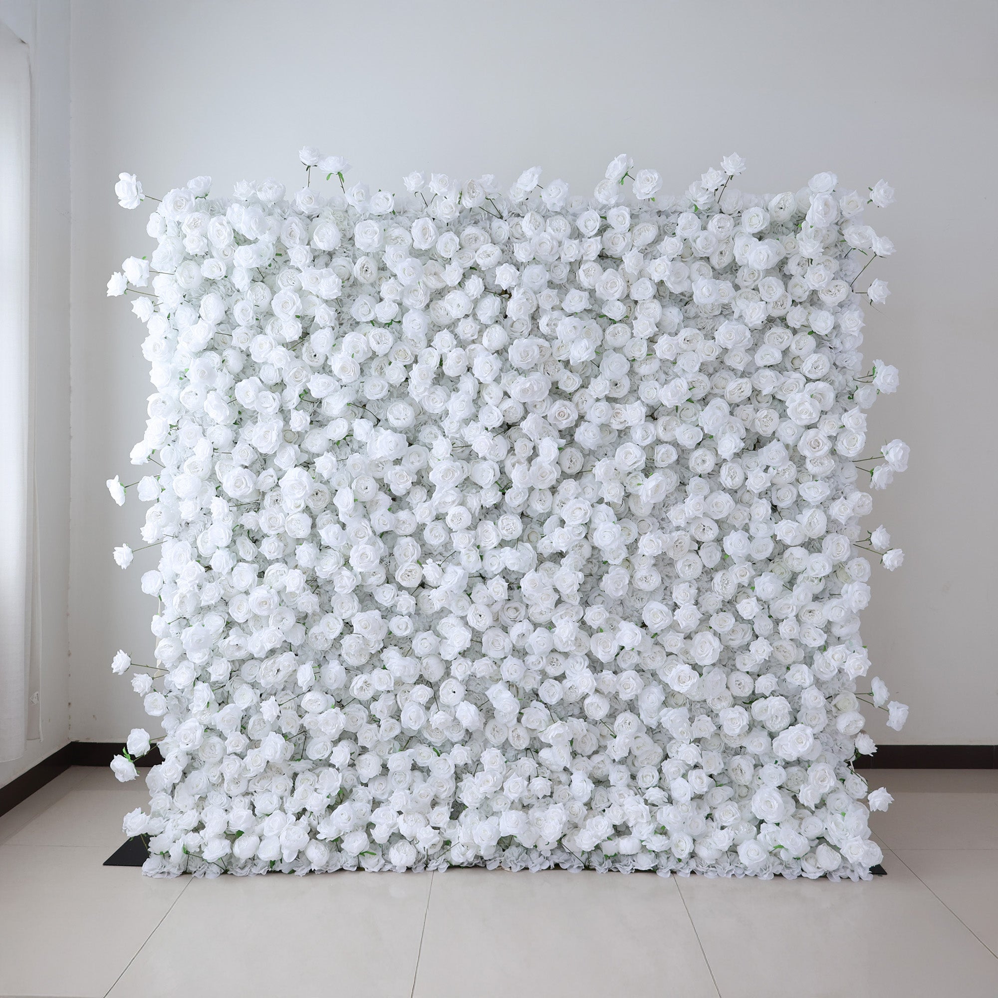 All - White Rose Floral Extravaganza Wall: A Pure. Elegant Masterpiece for Timeless Occasions | VF-547