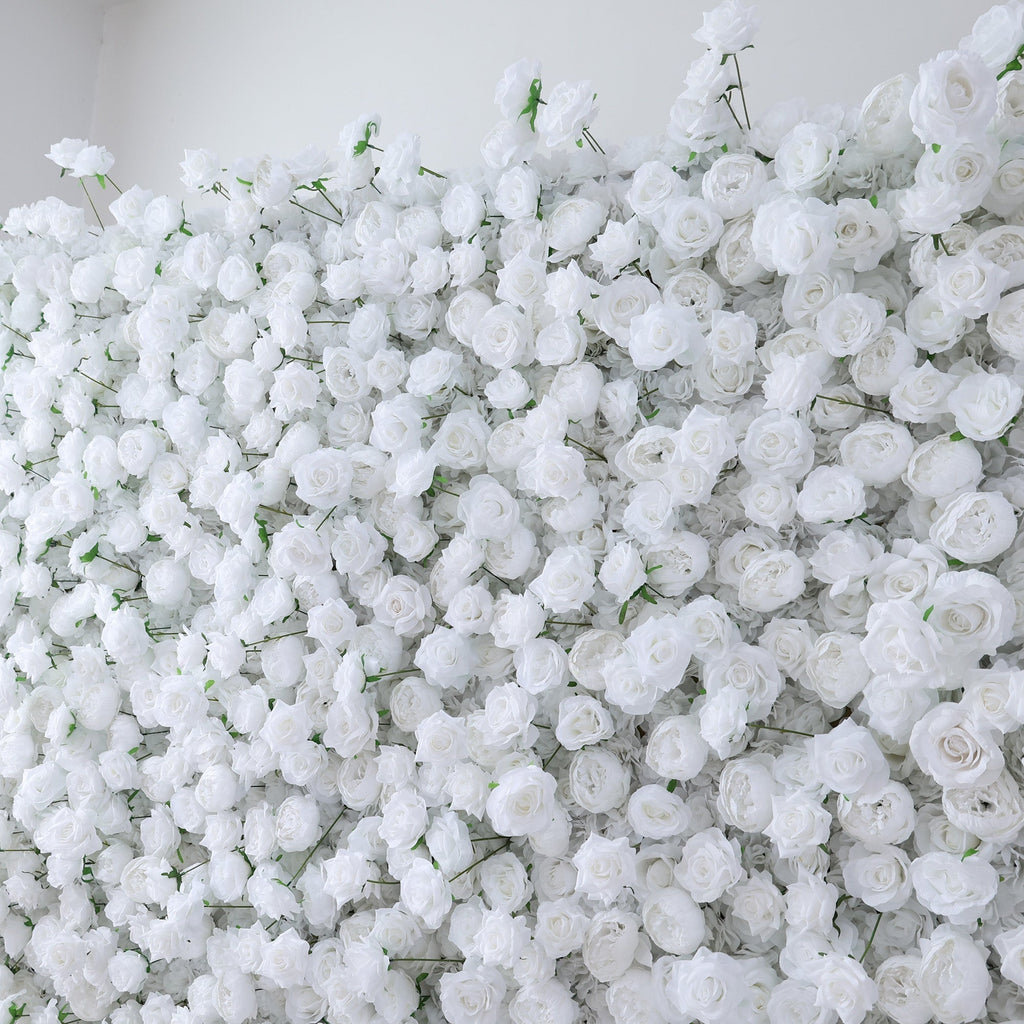 All - White Rose Floral Extravaganza Wall: A Pure. Elegant Masterpiece for Timeless Occasions | VF-547
