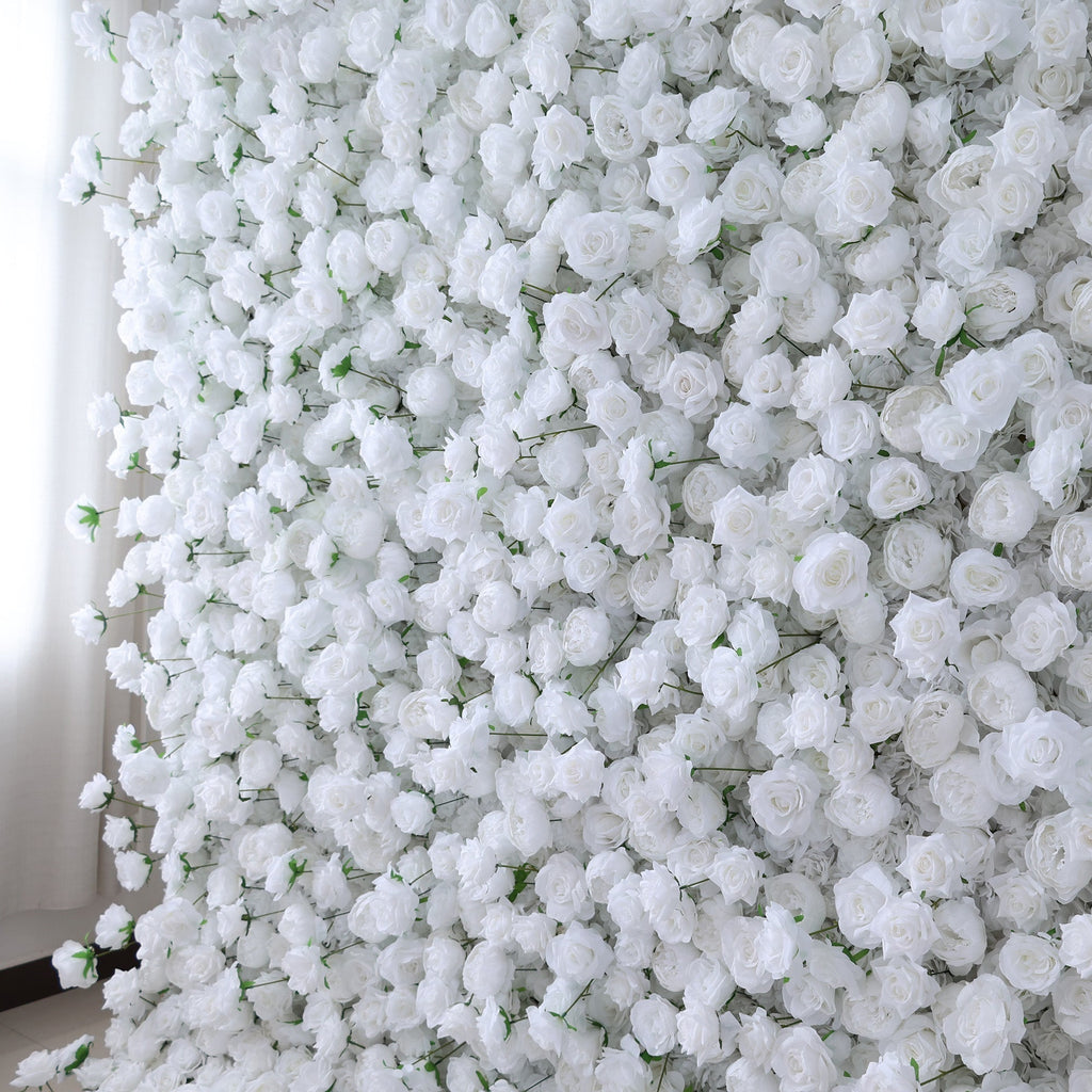 All - White Rose Floral Extravaganza Wall: A Pure. Elegant Masterpiece for Timeless Occasions | VF-547