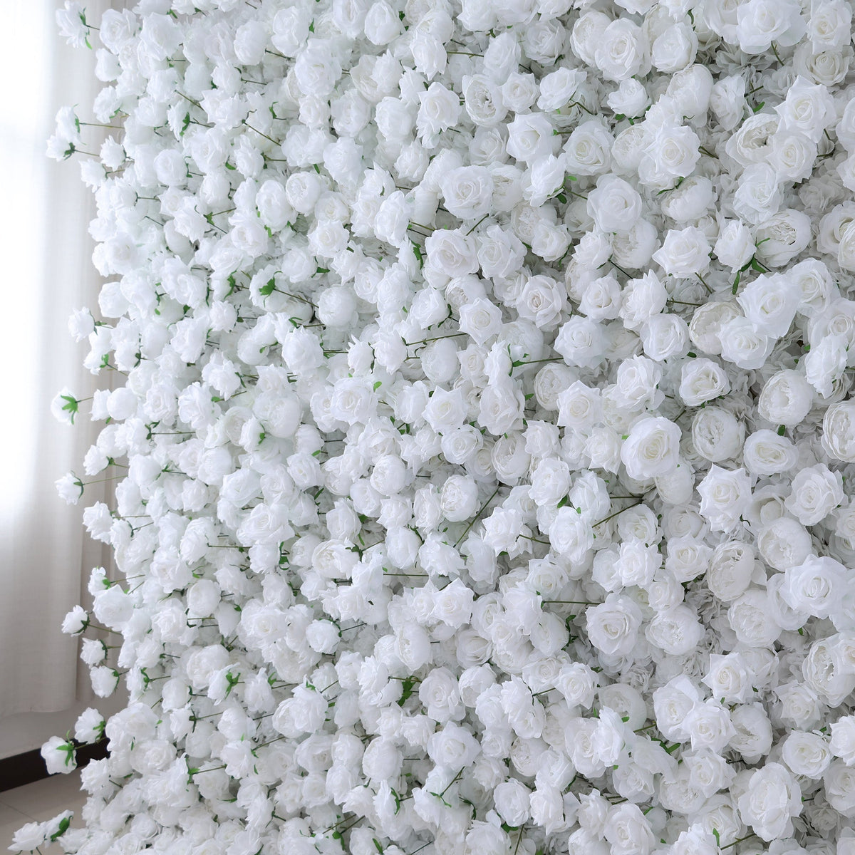 All - White Rose Floral Extravaganza Wall: A Pure. Elegant Masterpiece for Timeless Occasions | VF-547