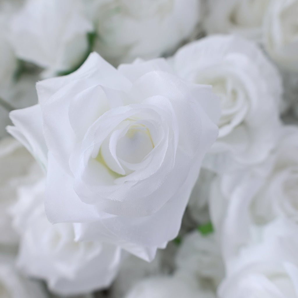 All - White Rose Floral Extravaganza Wall: A Pure. Elegant Masterpiece for Timeless Occasions | VF-547