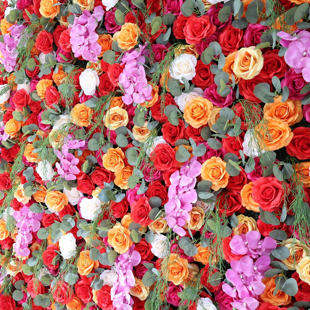 Fiery Color Burst Floral Extravaganza Wall: A Bold. Lively Masterpiece for Energetic Celebrations | VF-546