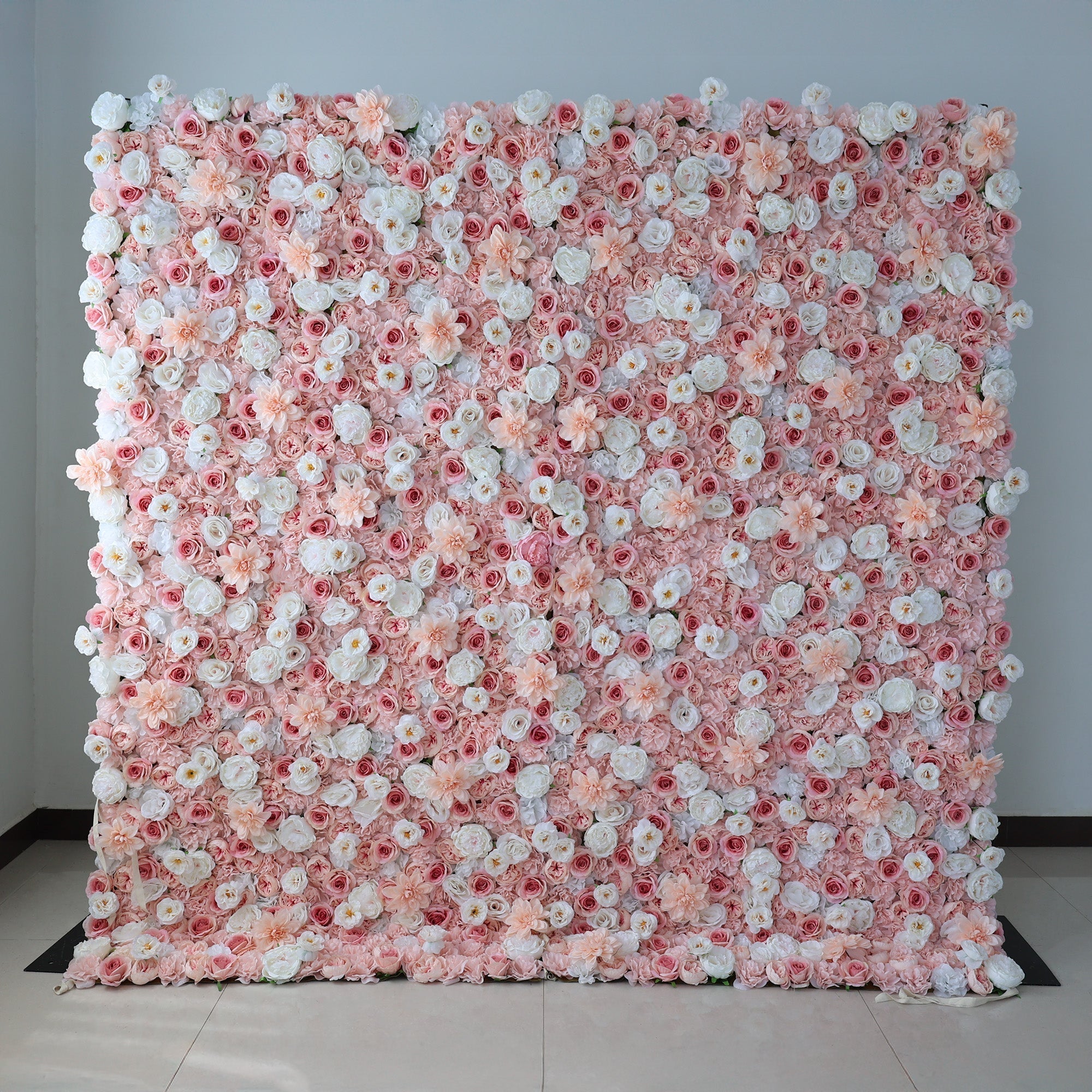 Blush Pink & Soft White Floral Extravaganza Wall: A Dreamy. Romantic Masterpiece for Enchanting Celebrations | VF-553