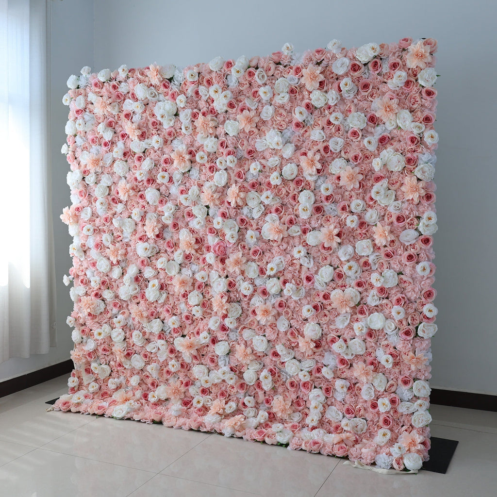 Blush Pink & Soft White Floral Extravaganza Wall: A Dreamy. Romantic Masterpiece for Enchanting Celebrations | VF-553