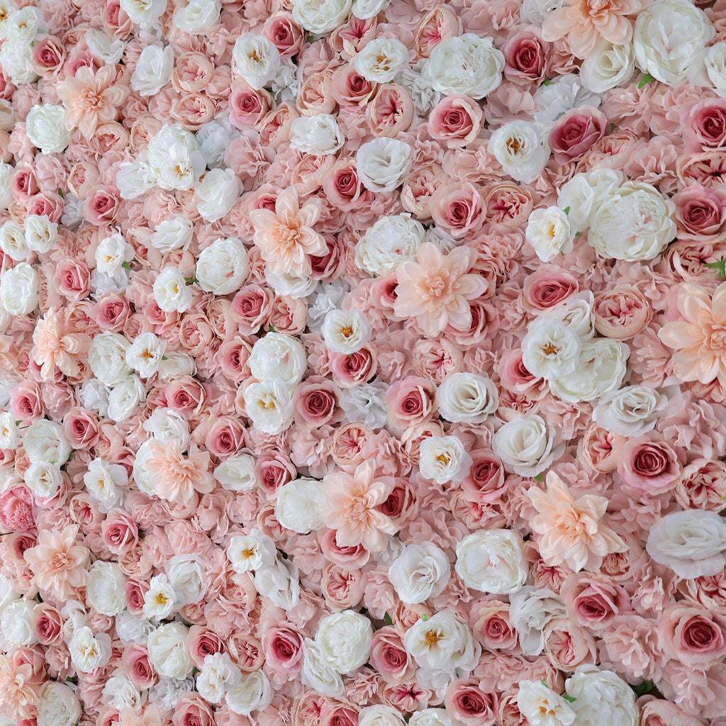 Blush Pink & Soft White Floral Extravaganza Wall: A Dreamy. Romantic Masterpiece for Enchanting Celebrations | VF-553