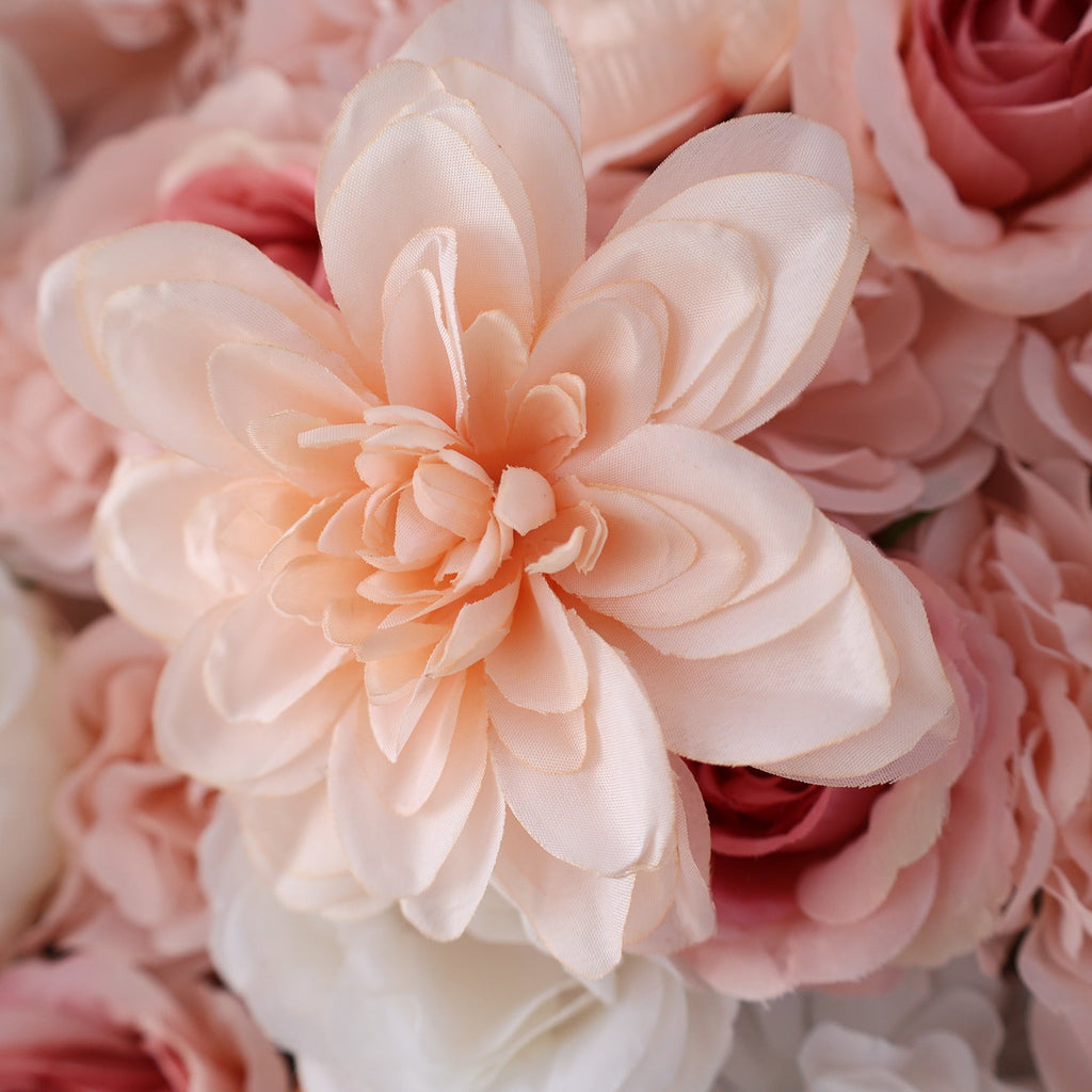 Blush Pink & Soft White Floral Extravaganza Wall: A Dreamy. Romantic Masterpiece for Enchanting Celebrations | VF-553