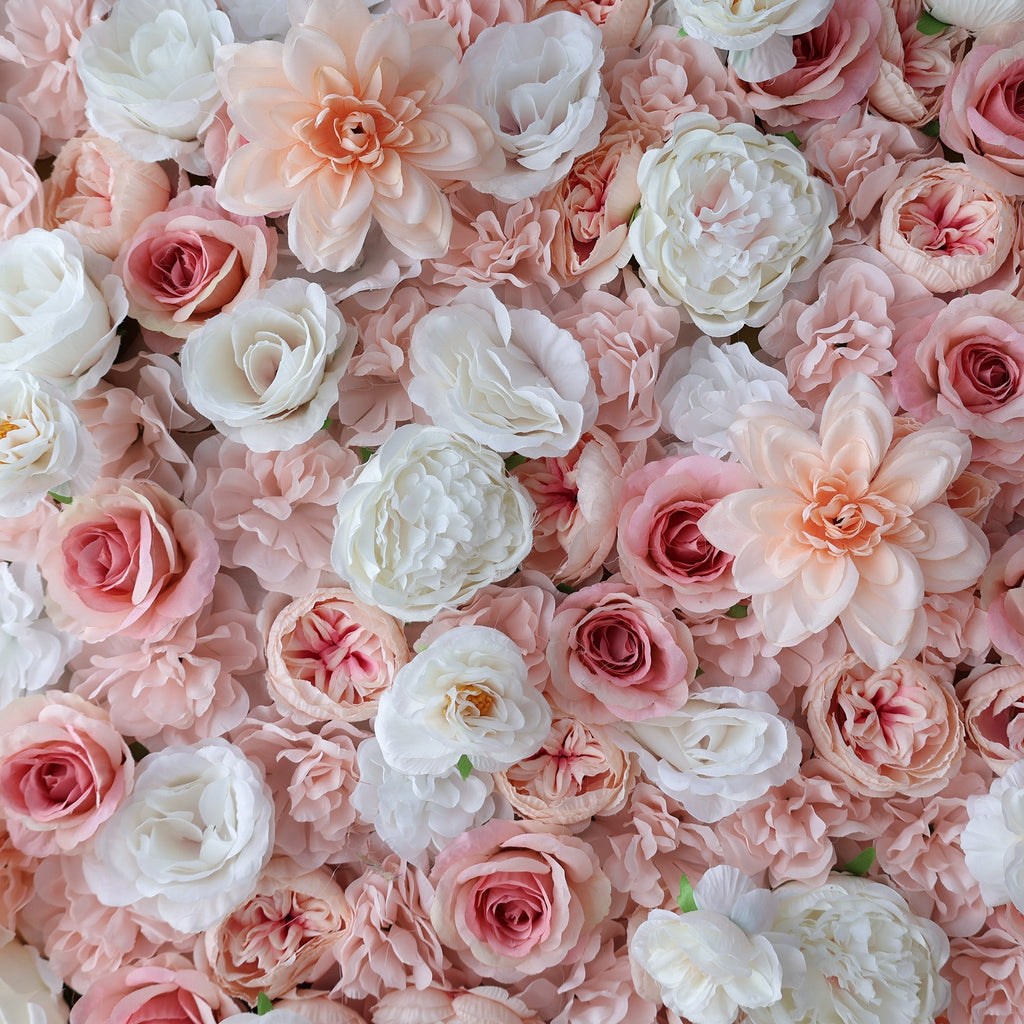Blush Pink & Soft White Floral Extravaganza Wall: A Dreamy. Romantic Masterpiece for Enchanting Celebrations | VF-553