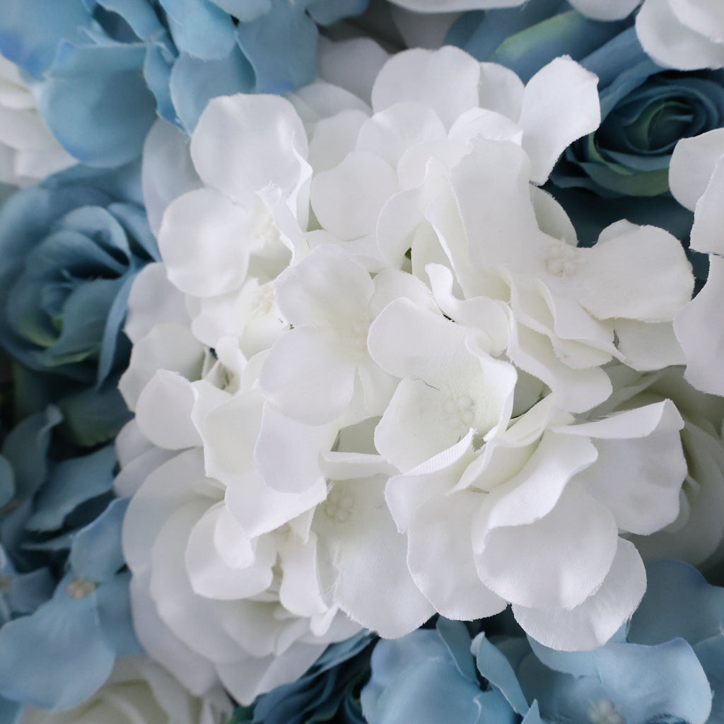 Blue & White Floral Extravaganza Wall: A Serene. Elegant Masterpiece for Timeless Celebrations | VF-555