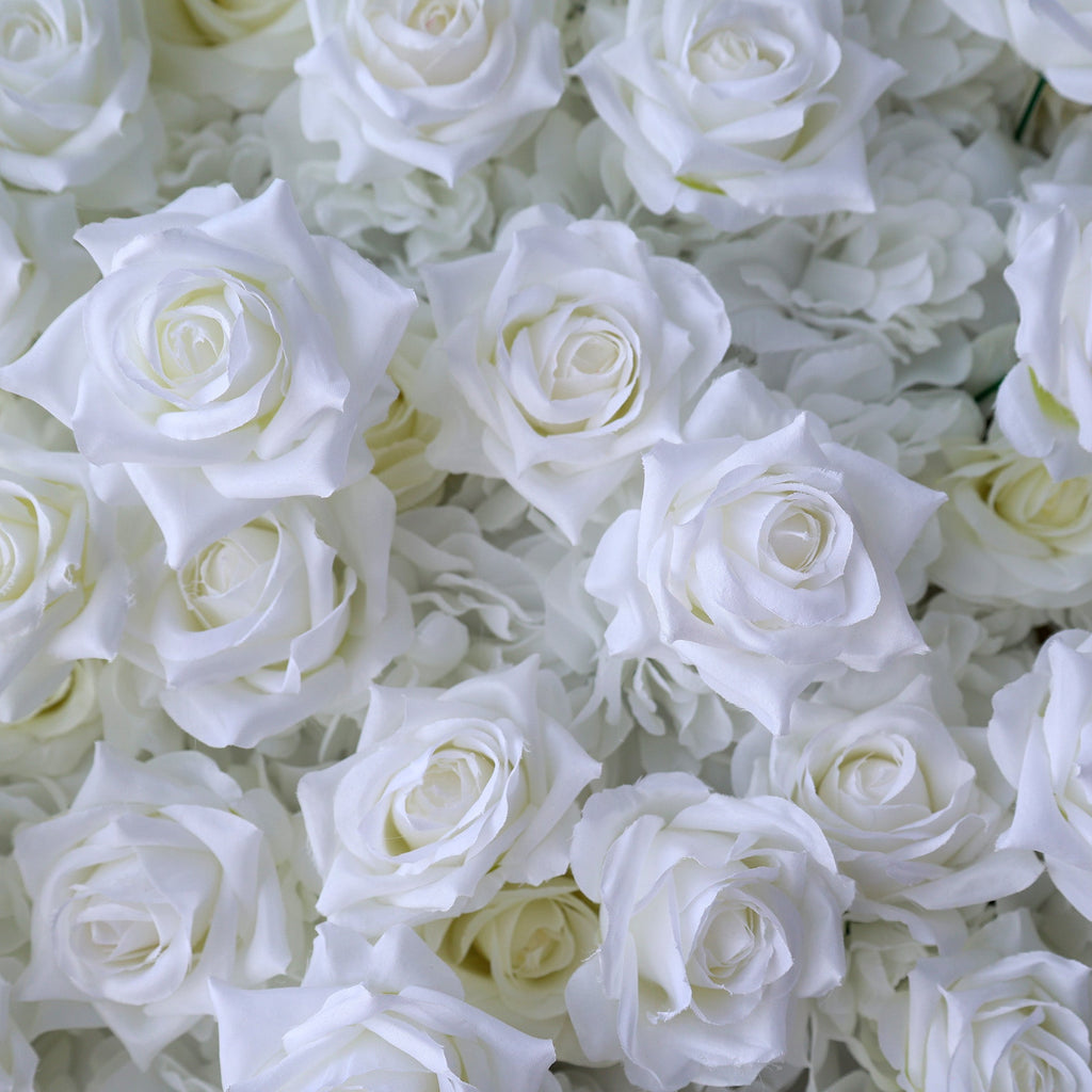 Dramatic Diagonal Split Black and White Artificial Floral Roll - Up Fabric Backdrop: A Must - Have for Prom. Graduation Party. and Event Photography | VF-554
