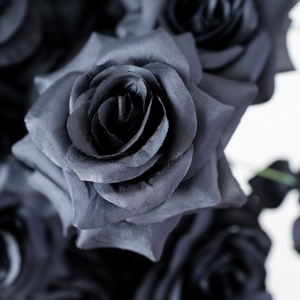Dramatic Diagonal Split Black and White Artificial Floral Roll - Up Fabric Backdrop: A Must - Have for Prom. Graduation Party. and Event Photography | VF-554