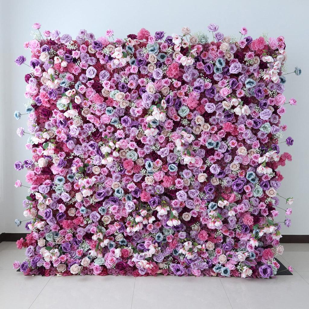 Enchanted Pastel Pink & Purple Floral Symphony Flower Wall: A Romantic Masterpiece for Dreamy Celebrations | VF-504