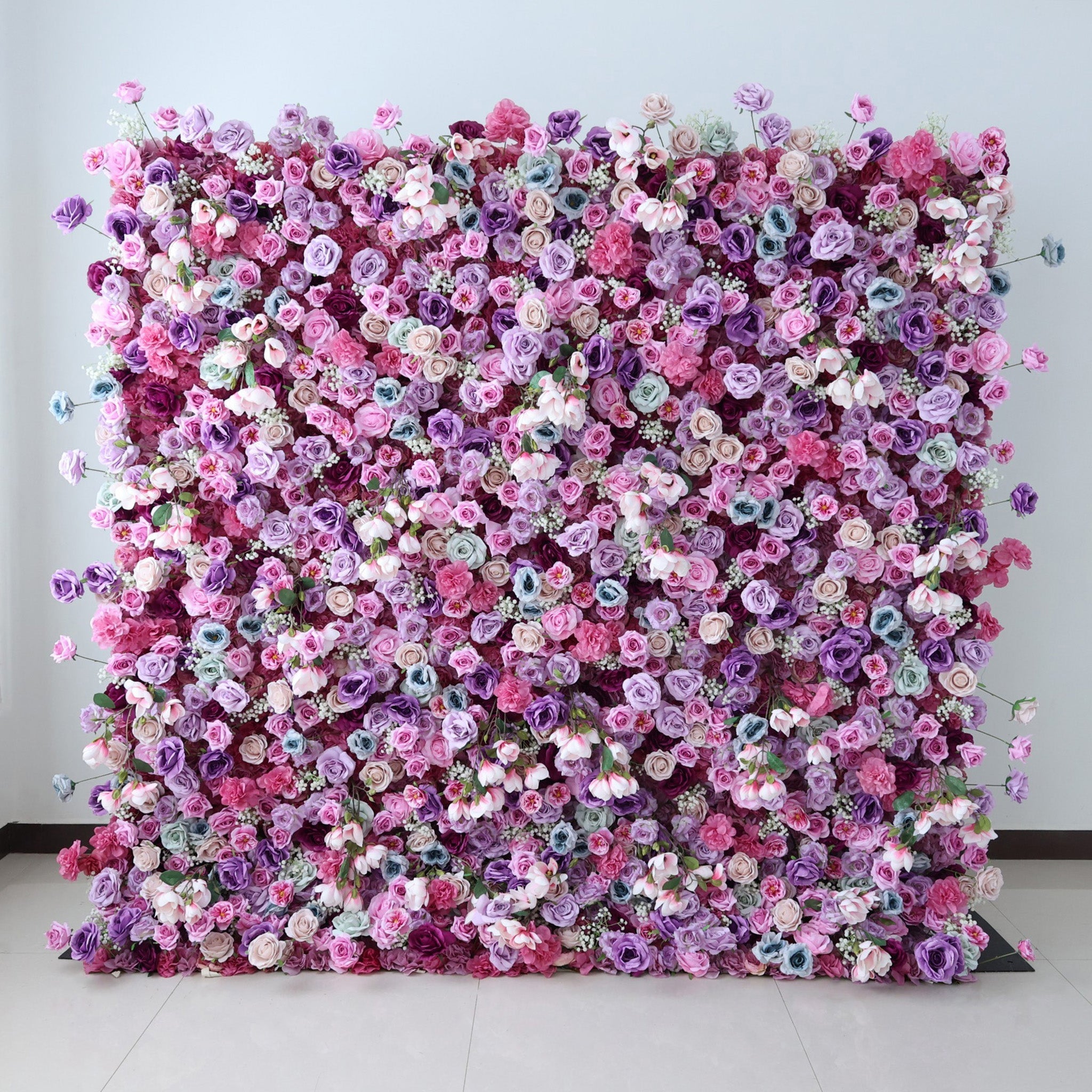 Enchanted Pastel Pink & Purple Floral Symphony Flower Wall: A Romantic Masterpiece for Dreamy Celebrations | VF-504