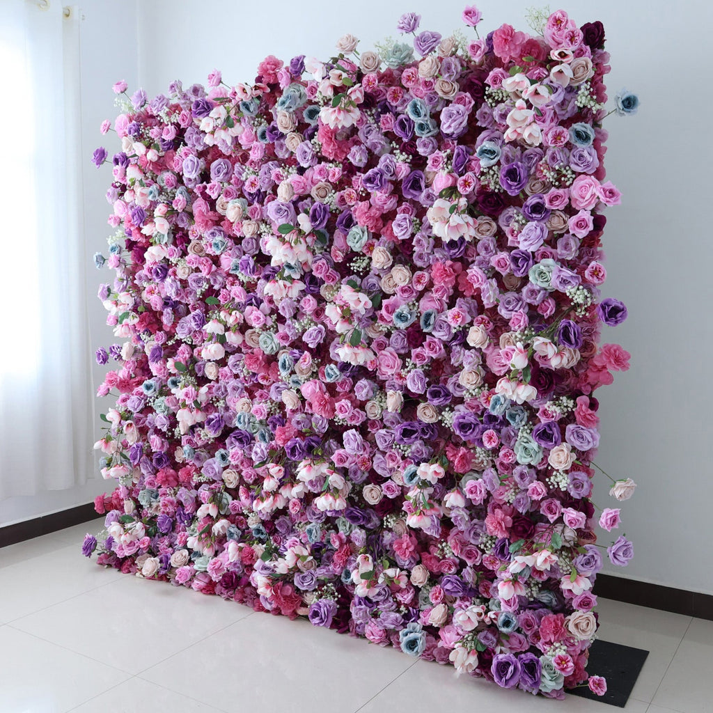 Enchanted Pastel Pink & Purple Floral Symphony Flower Wall: A Romantic Masterpiece for Dreamy Celebrations | VF-504