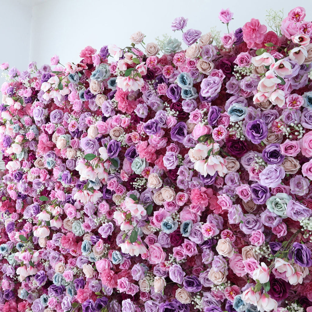 Enchanted Pastel Pink & Purple Floral Symphony Flower Wall: A Romantic Masterpiece for Dreamy Celebrations | VF-504