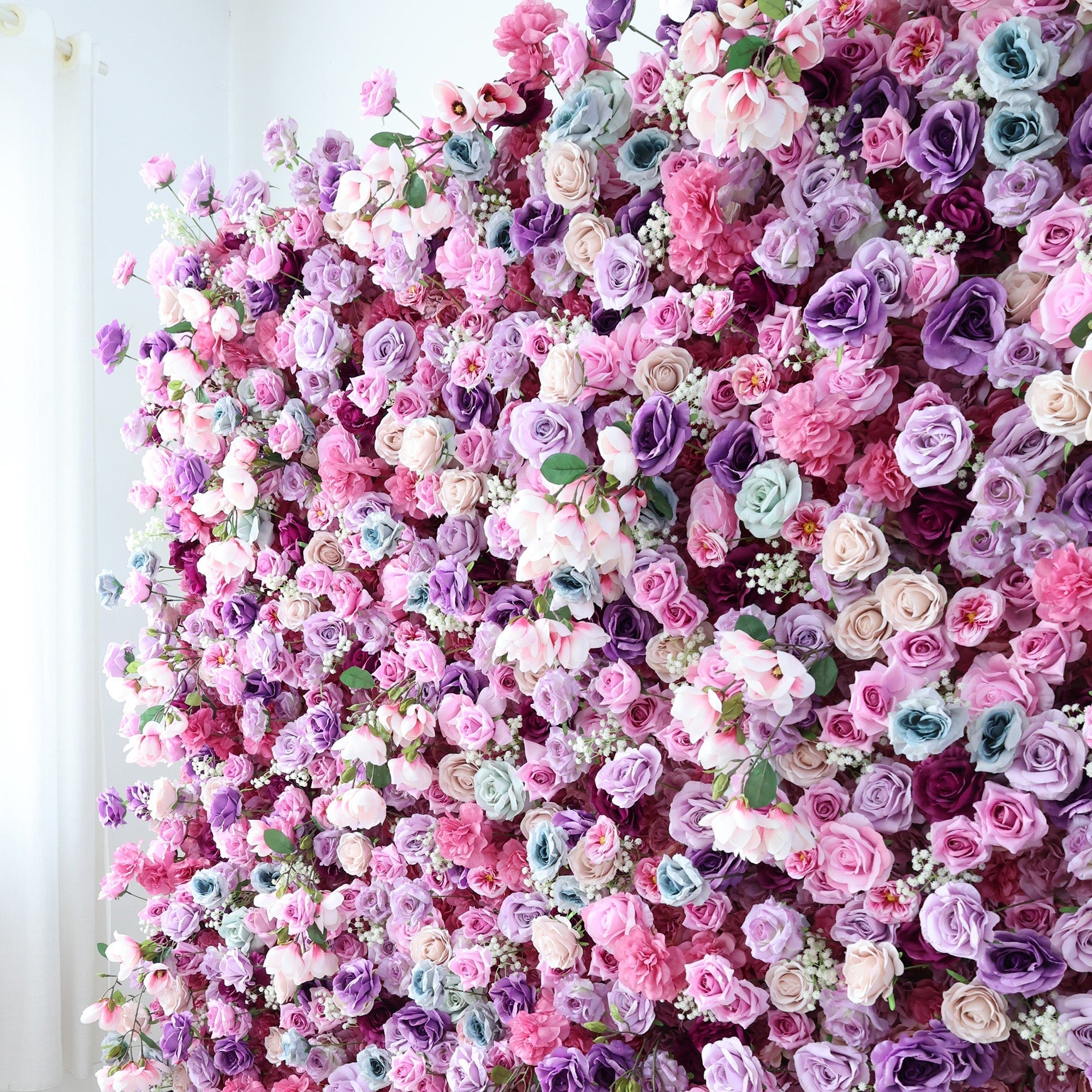 Enchanted Pastel Pink & Purple Floral Symphony Flower Wall: A Romantic Masterpiece for Dreamy Celebrations | VF-504
