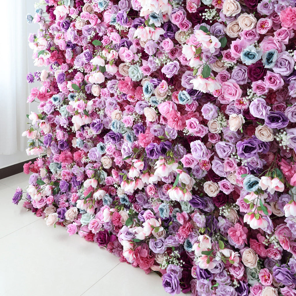 Enchanted Pastel Pink & Purple Floral Symphony Flower Wall: A Romantic Masterpiece for Dreamy Celebrations | VF-504