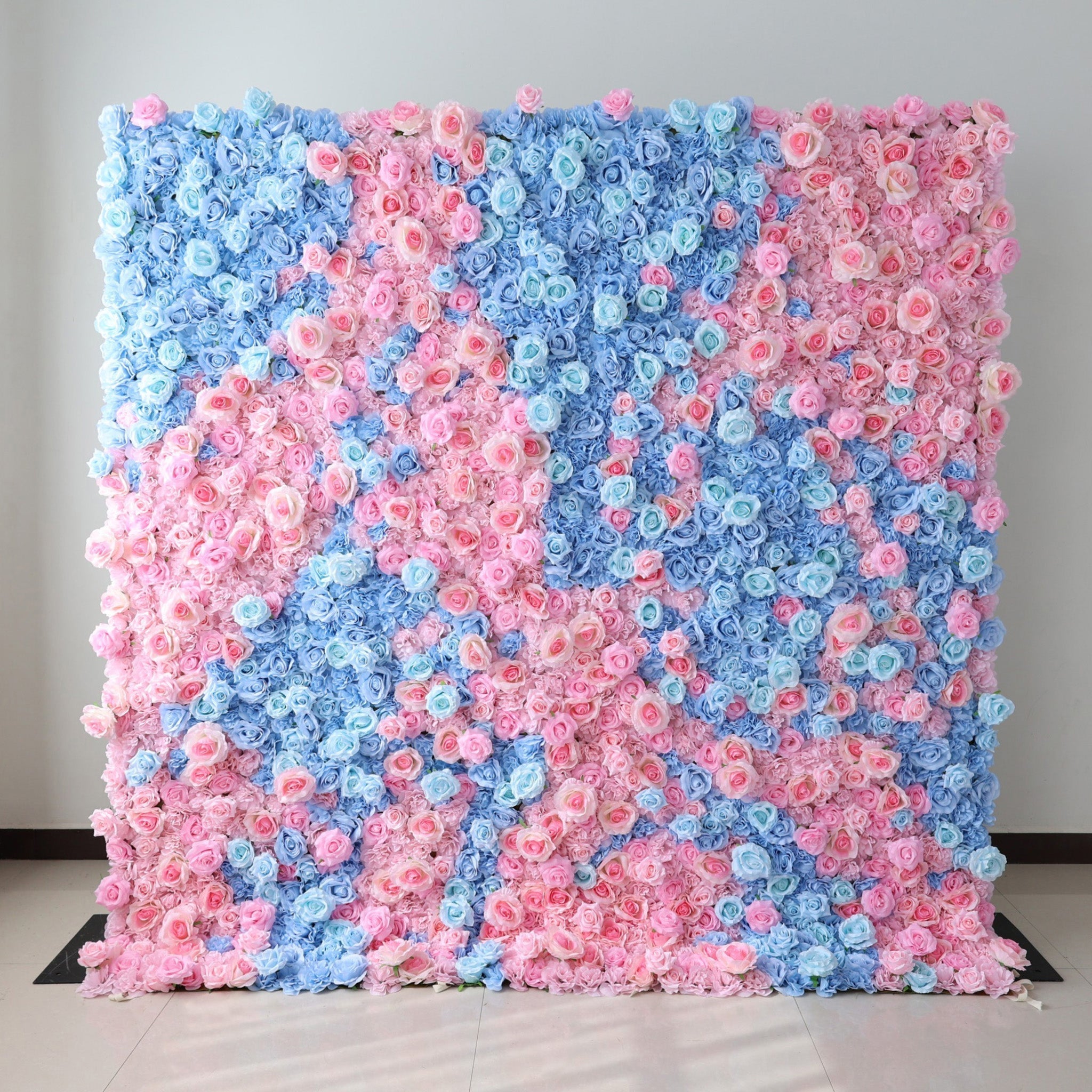 BloomElegance Pink and Blue Floral Fantasy Flower Wall: A Mesmerizing Centerpiece for Magical Events | VF-501-X
