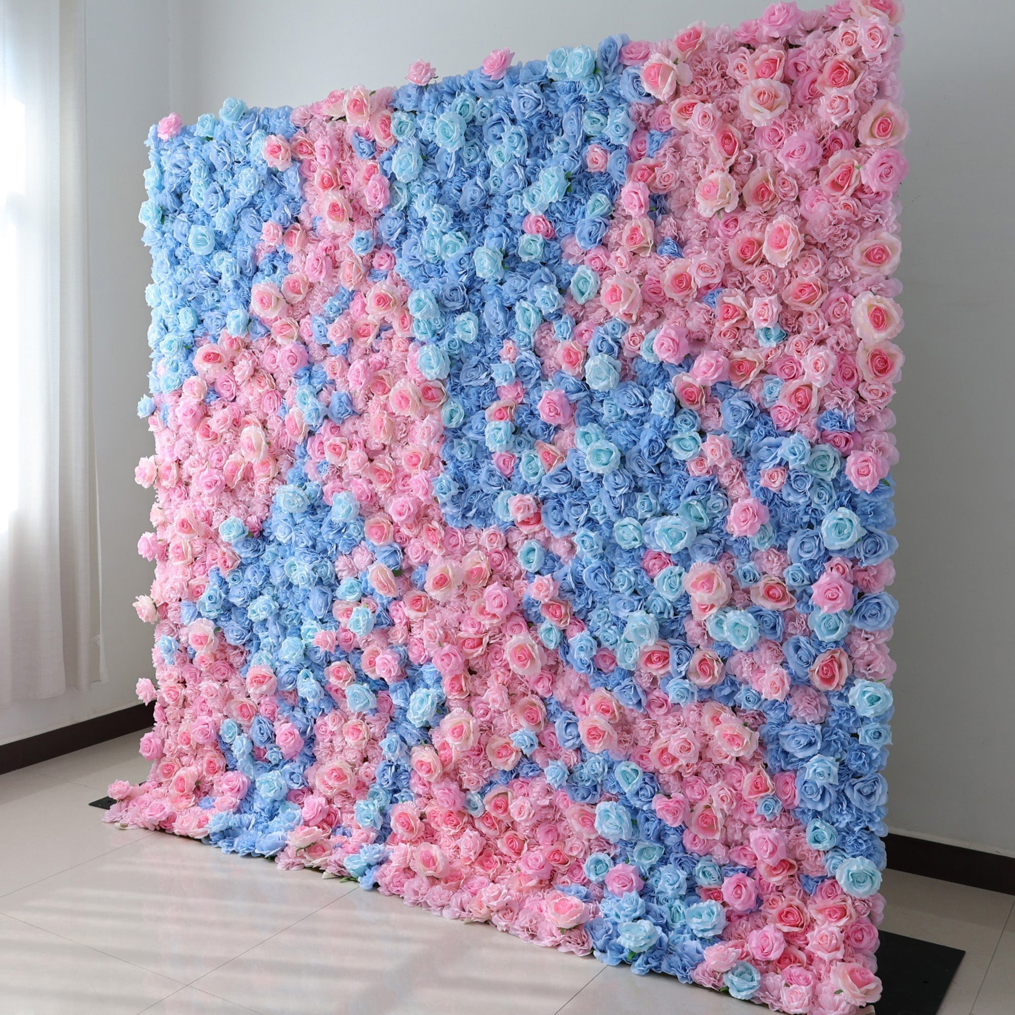 BloomElegance Pink and Blue Floral Fantasy Flower Wall: A Mesmerizing Centerpiece for Magical Events | VF-501-X
