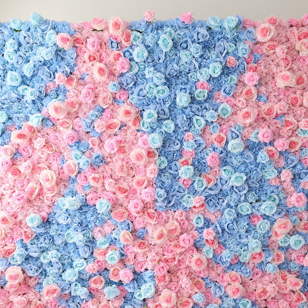 BloomElegance Pink and Blue Floral Fantasy Flower Wall: A Mesmerizing Centerpiece for Magical Events | VF-501-X