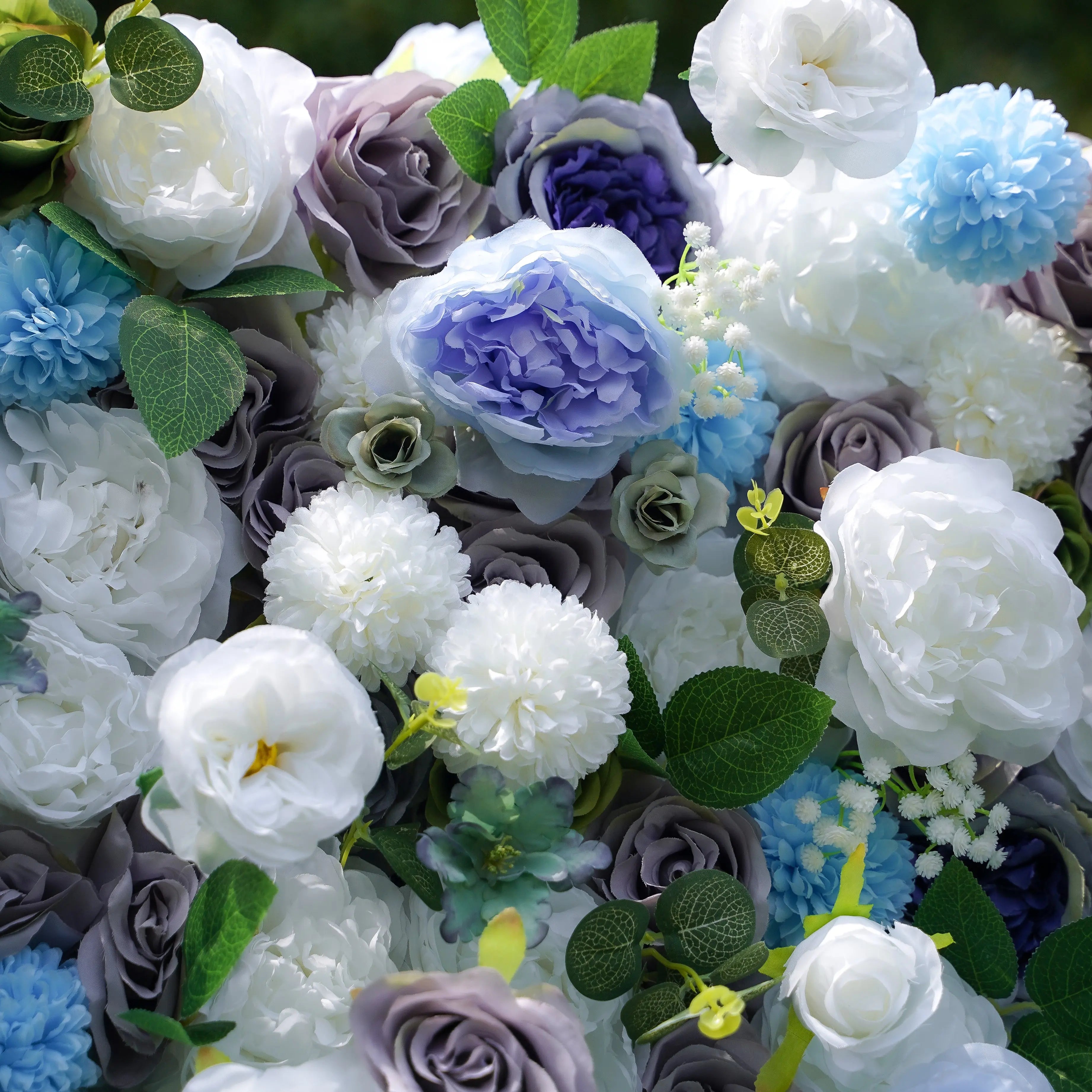 Betty：5D Blue Fabric Artificial rolling up curtain flower wall Free Shipping