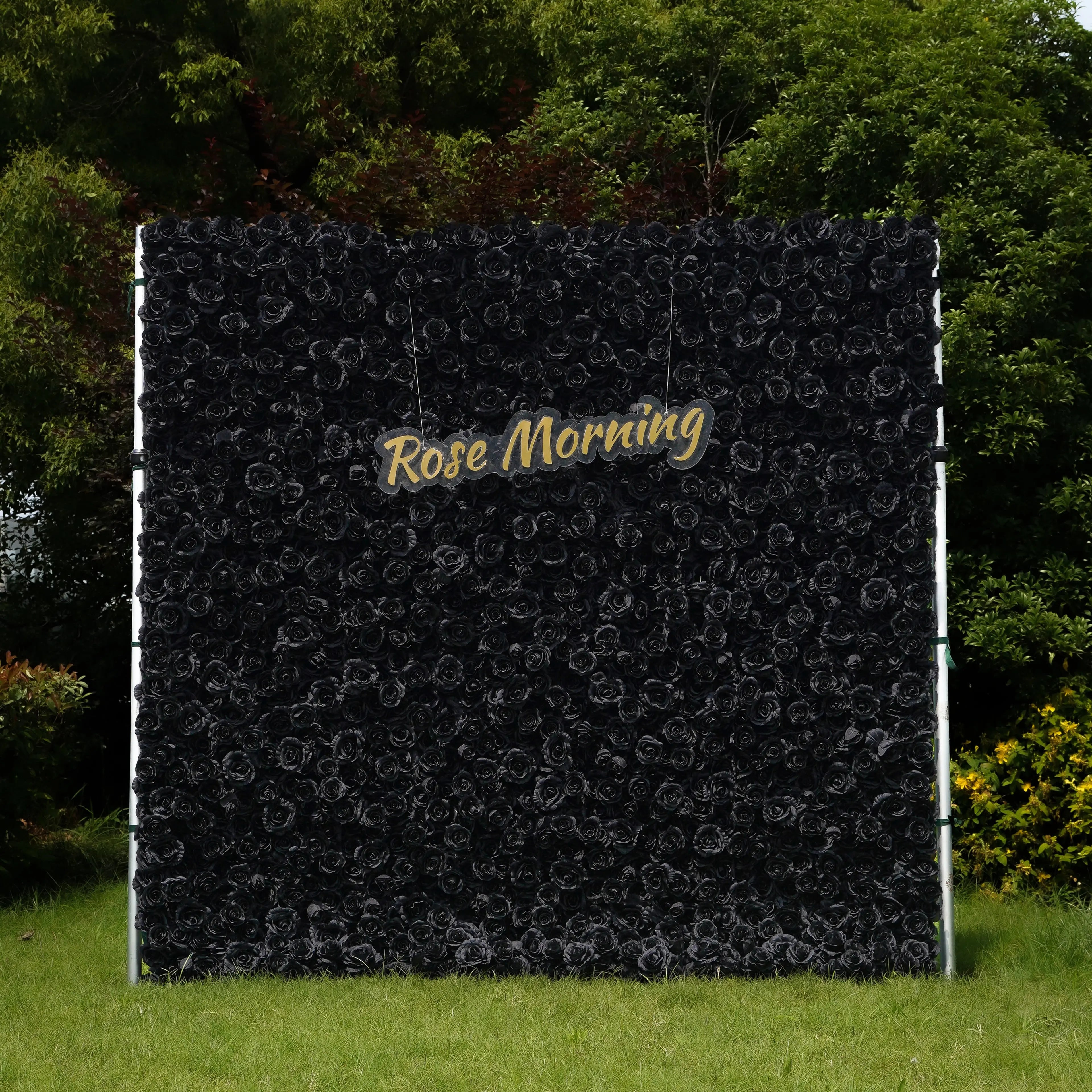 Black：4D Fabric Artificial rolling up curtain flower wall Free Shipping