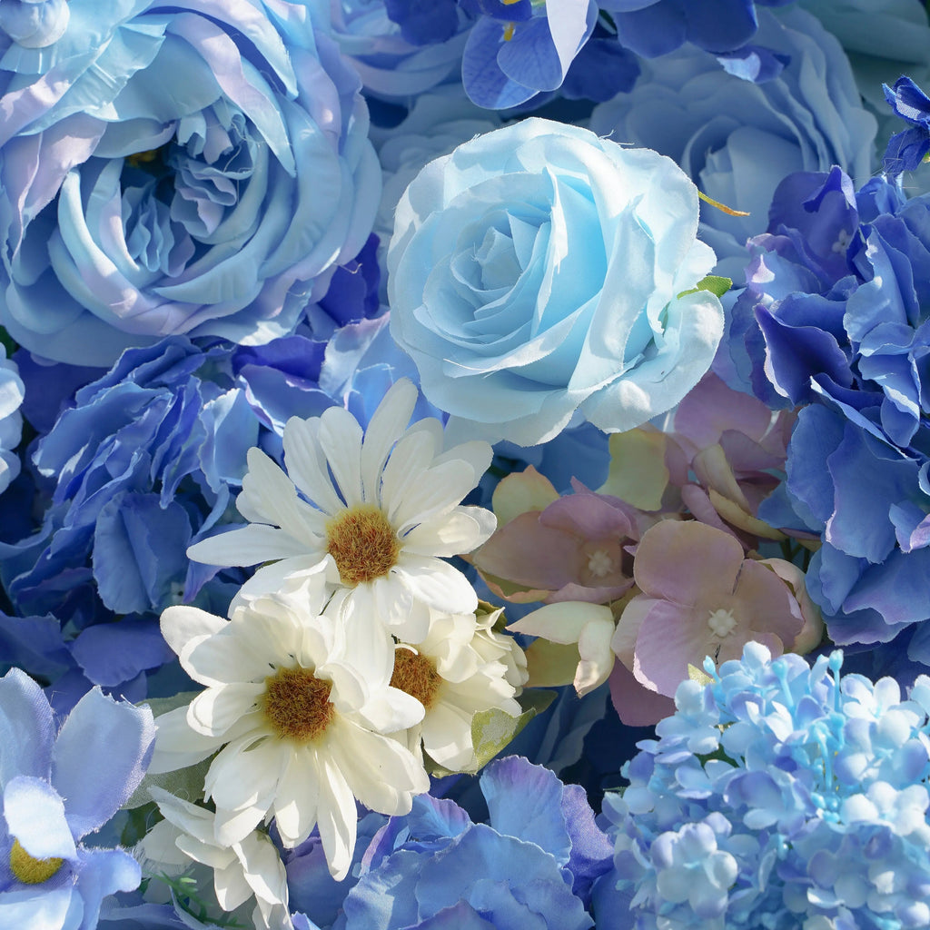 Blue：5D Fabric Artificial rolling up curtain flower wall Free Shipping
