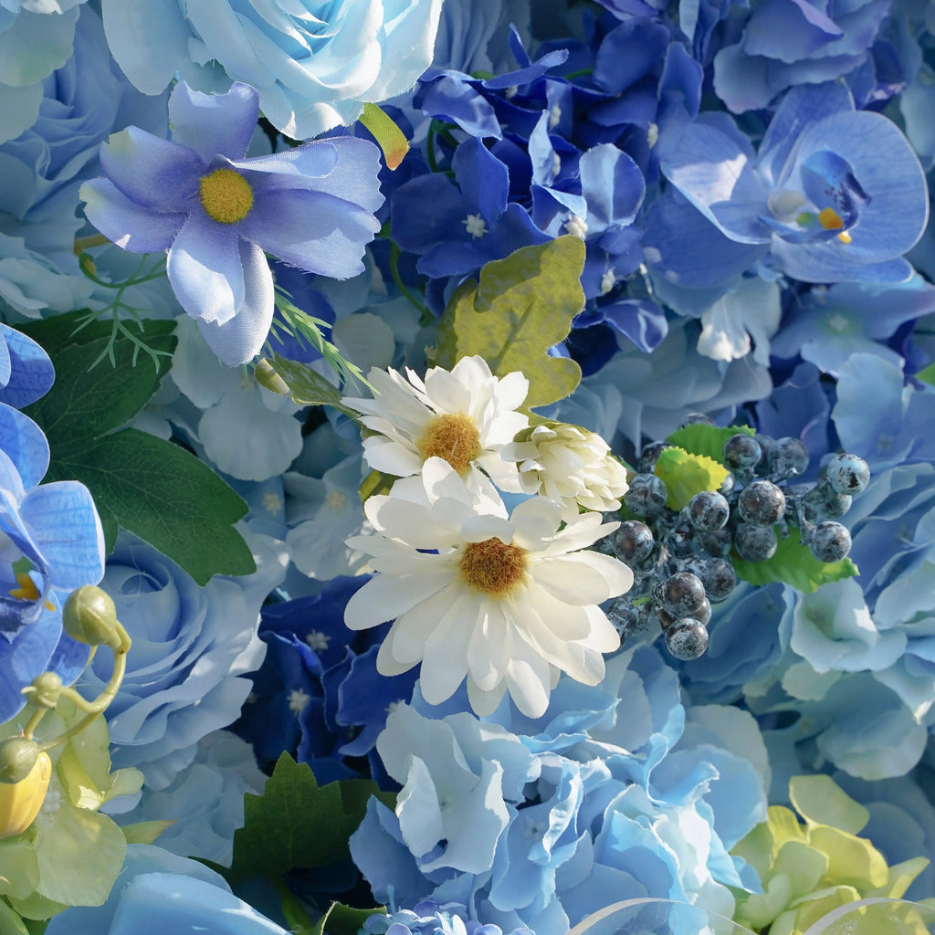Blue：5D Fabric Artificial rolling up curtain flower wall Free Shipping
