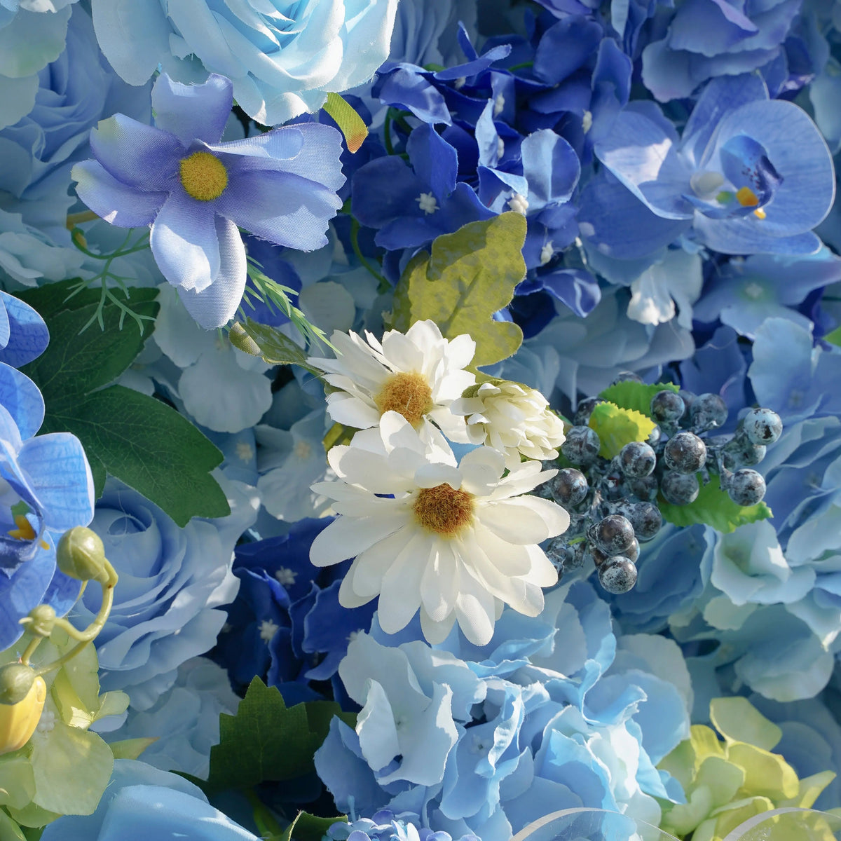 Blue：5D Fabric Artificial rolling up curtain flower wall Free Shipping