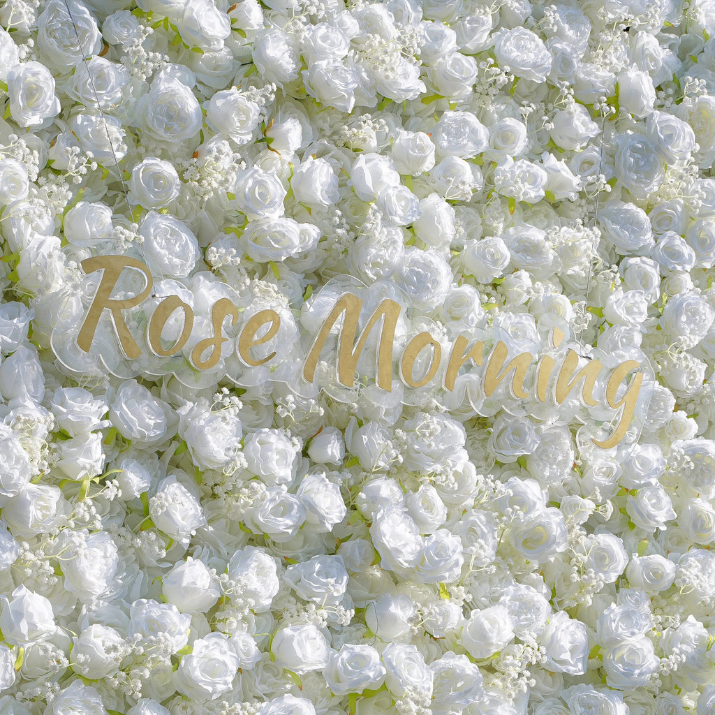 Breath：5D White Roses Fabric Artificial rolling up curtain flower wall Free Shipping