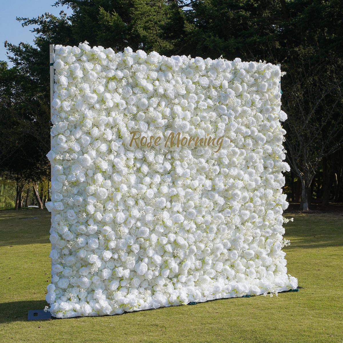Breath：5D White Roses Fabric Artificial rolling up curtain flower wall Free Shipping