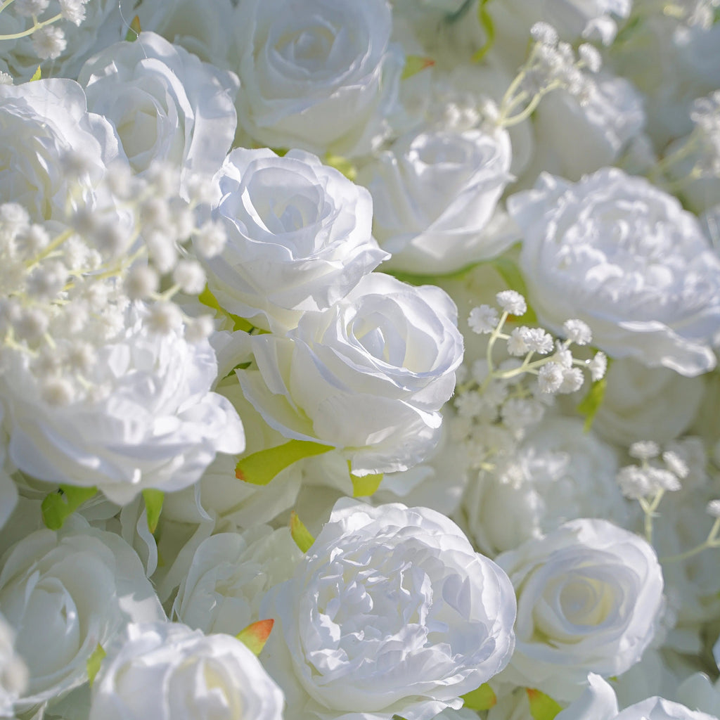 Breath：5D White Roses Fabric Artificial rolling up curtain flower wall Free Shipping
