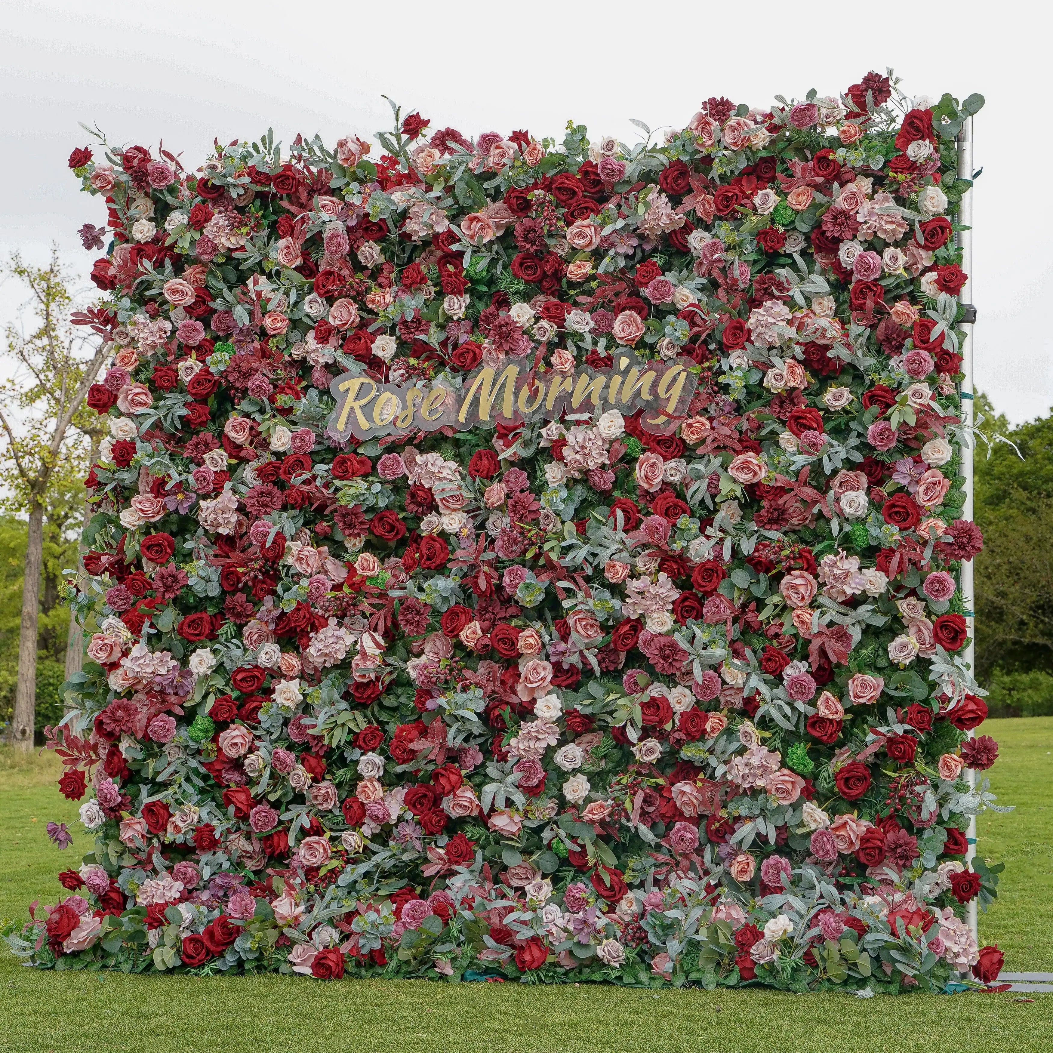 Bri：5D Fabric Artificial rolling up curtain flower wall Free Shipping