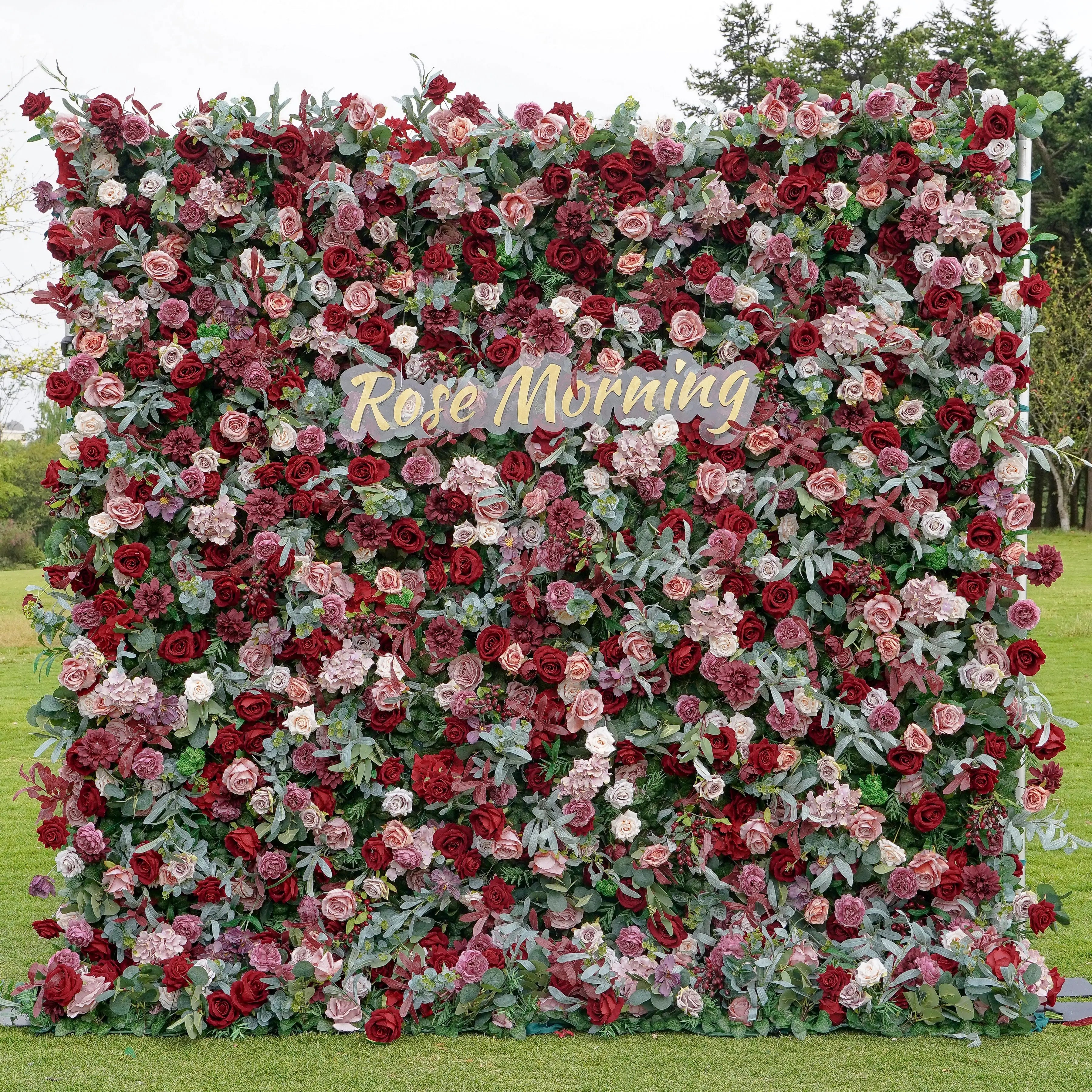 Bri：5D Fabric Artificial rolling up curtain flower wall Free Shipping