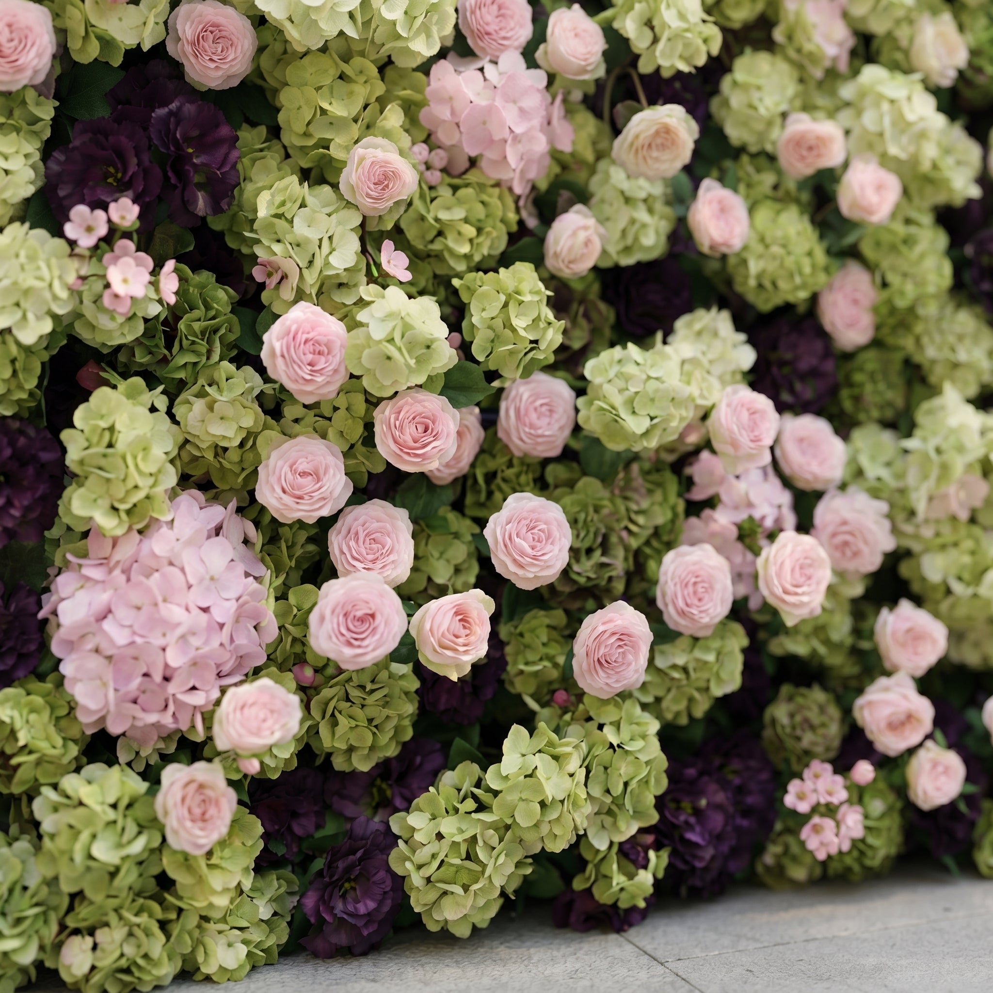 Brina: Luxury 5D Dark Purple & Lime Green Silk Floral Wall Roll-Up Fabric Backdrop for Elegant Weddings & Galas Free Shipping