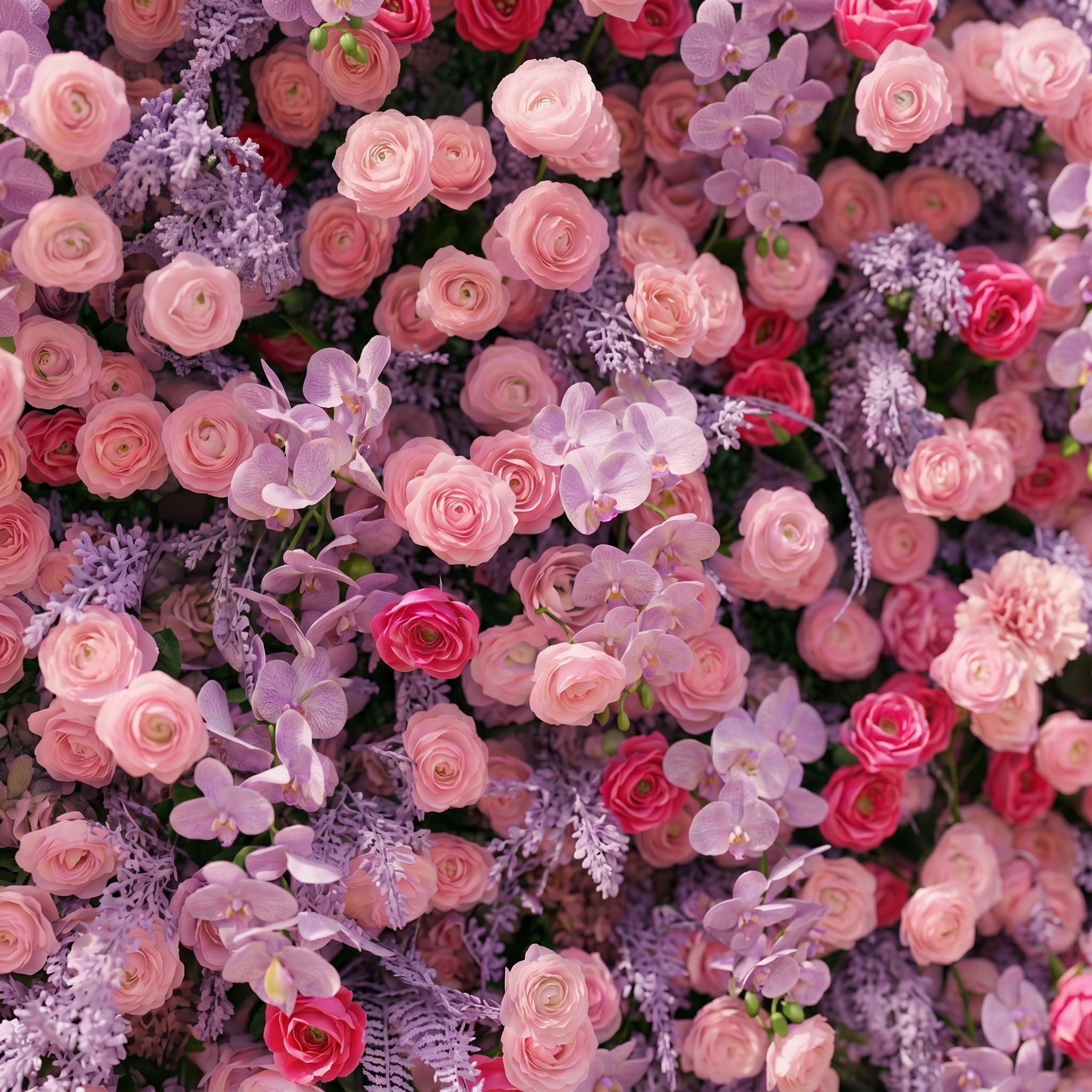 Calaria: Premium 4D Berry Pink Silk Flower Wall with Purple Lavender for Vibrant Garden Parties Free Shipping