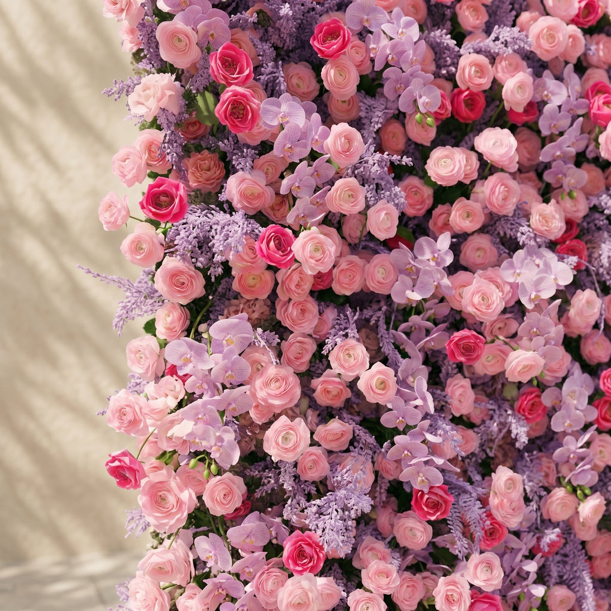 Calaria: Premium 4D Berry Pink Silk Flower Wall with Purple Lavender for Vibrant Garden Parties Free Shipping