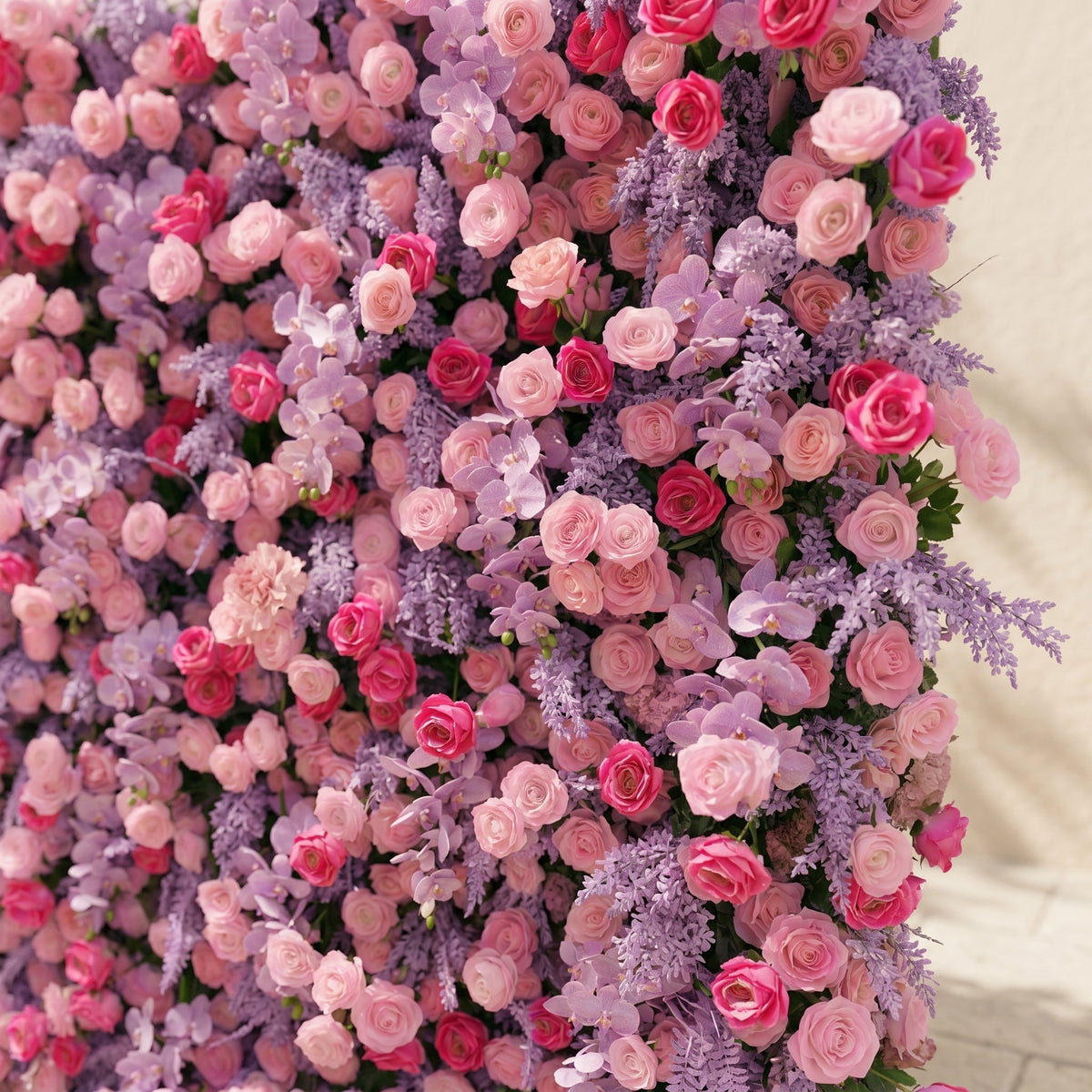 Calaria: Premium 4D Berry Pink Silk Flower Wall with Purple Lavender for Vibrant Garden Parties Free Shipping