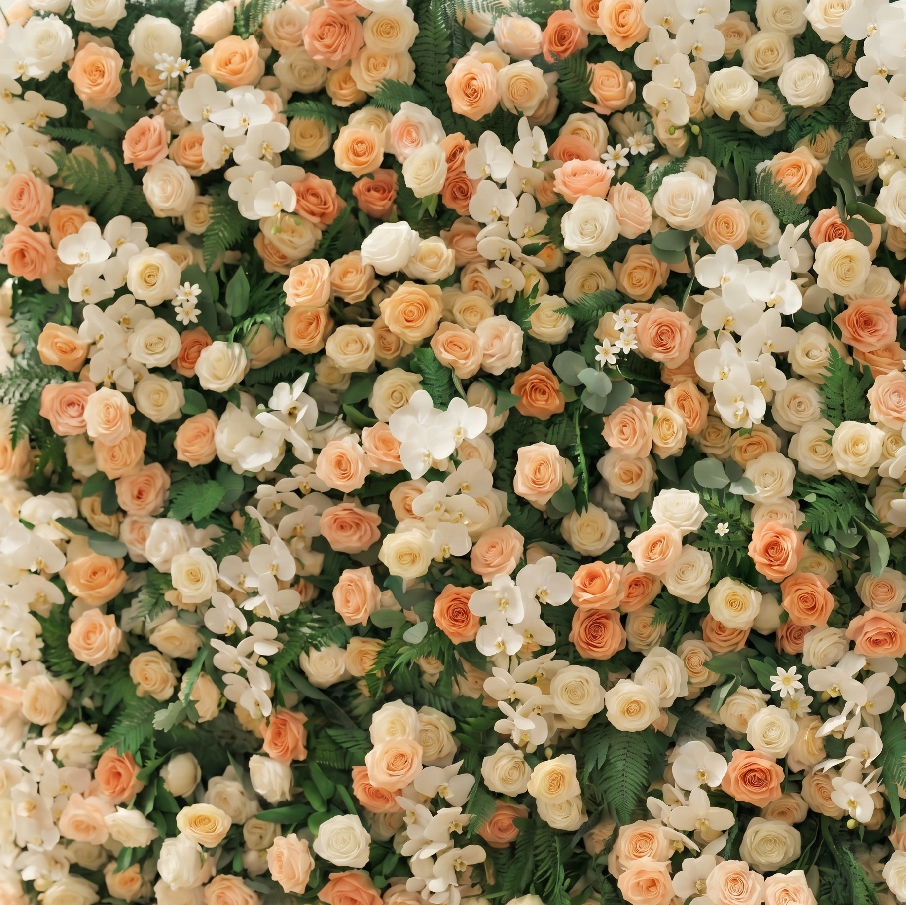 Calorae:Luxury 5D Peach & Ivory Floral Wall with Greenery Roll-Up Backdrop for Rustic Garden Weddings Free Shipping